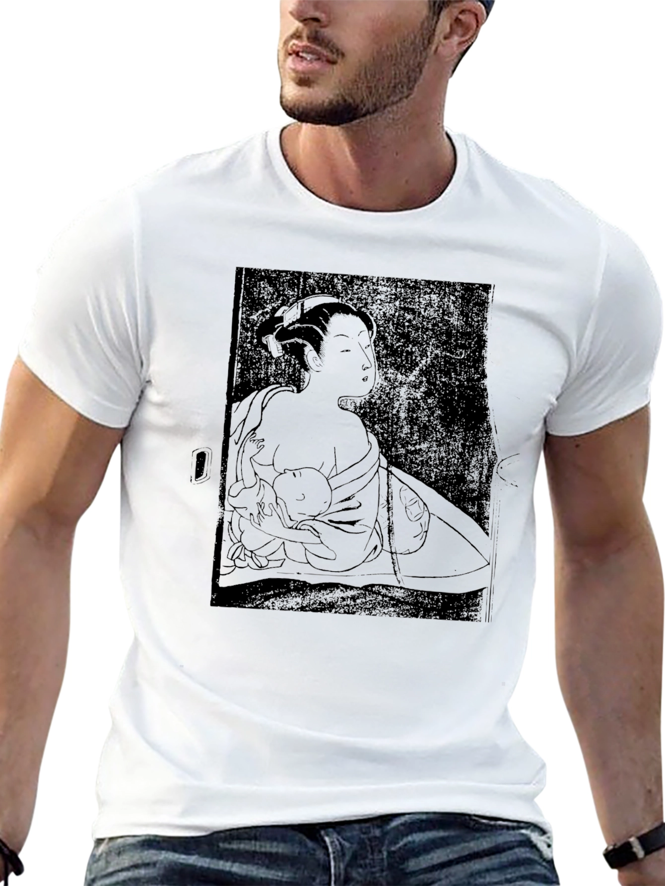 Japanese Art Graphic Tee - Black Cotton Shirt