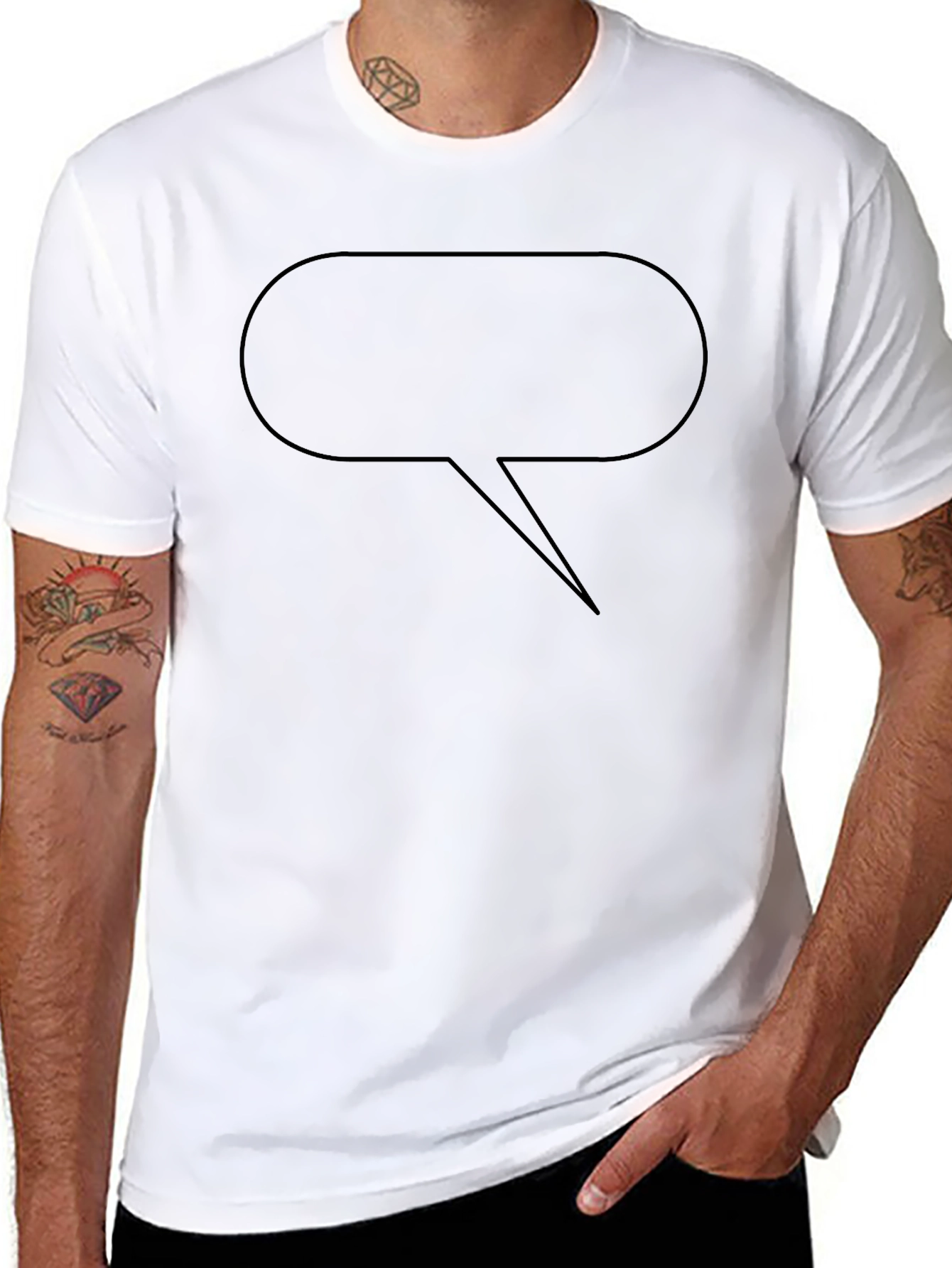 Black T-Shirt with Speech Bubble Design