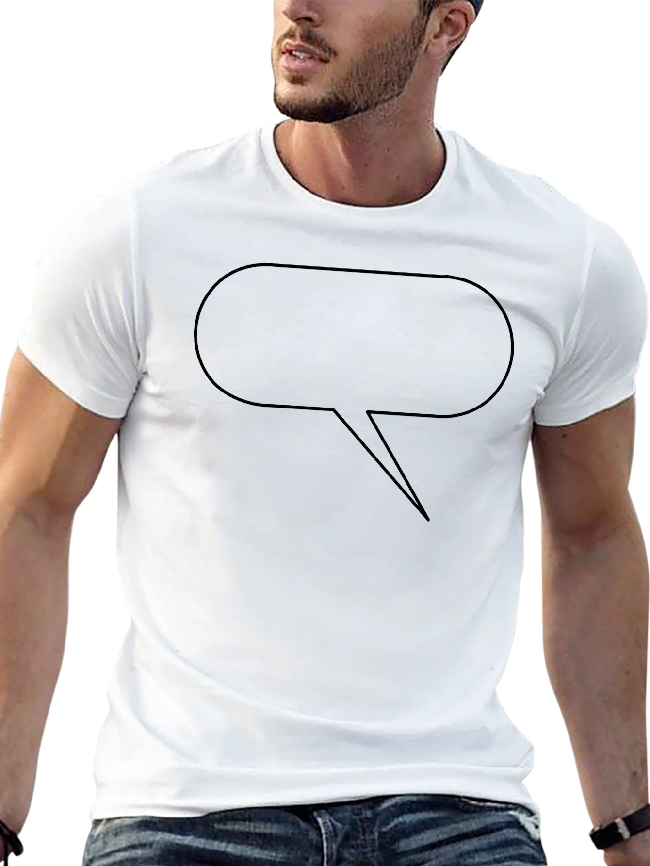 Black T-Shirt with Speech Bubble Design