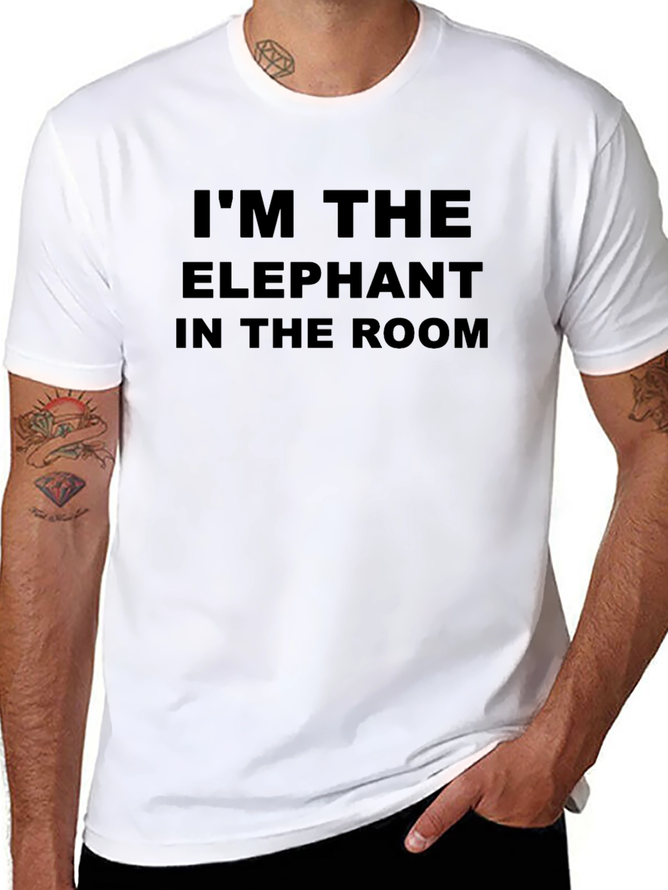 Elephant in the Room Mens Black T-Shirt
