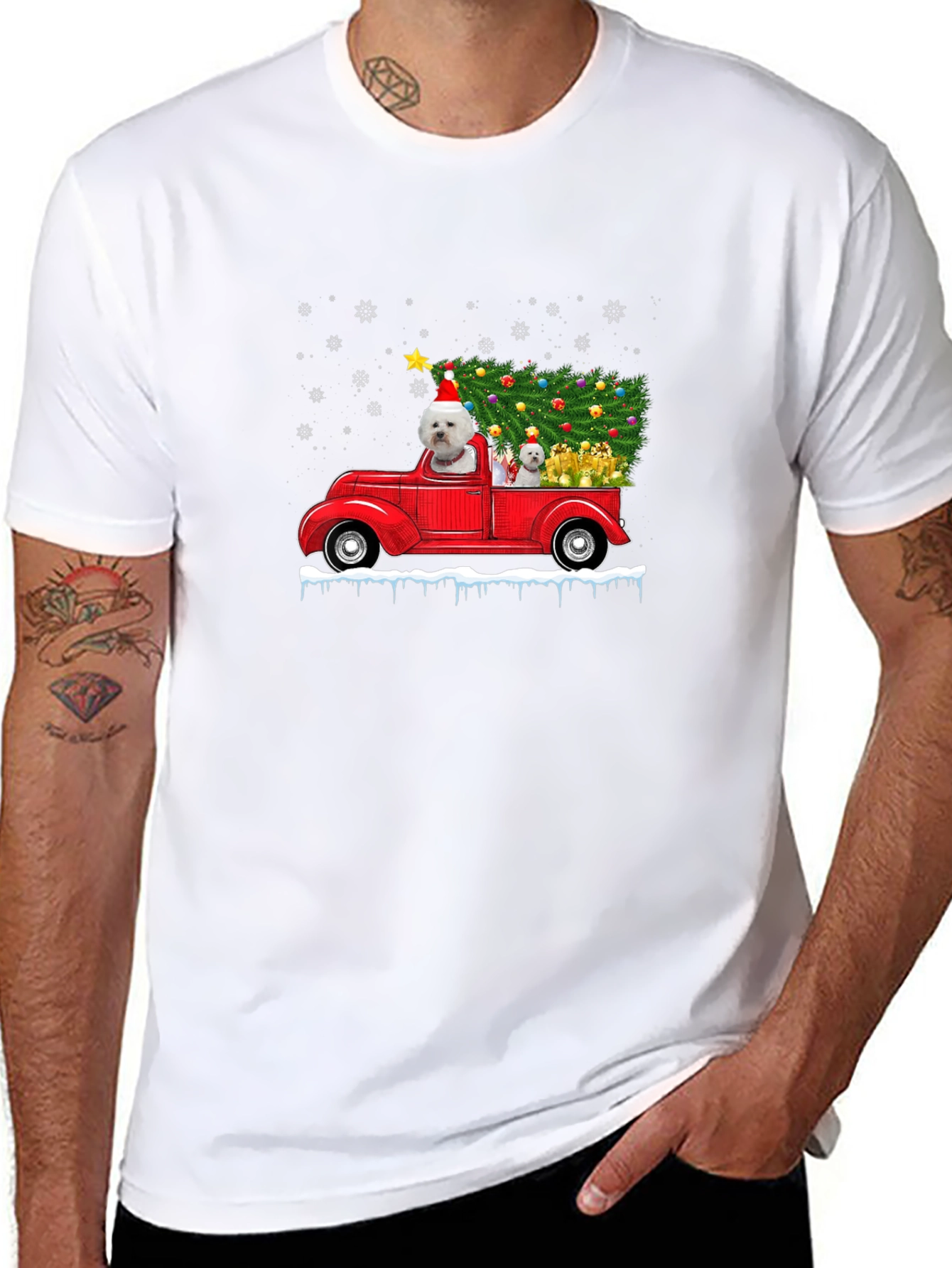 Festive Dog Christmas Truck T-Shirt