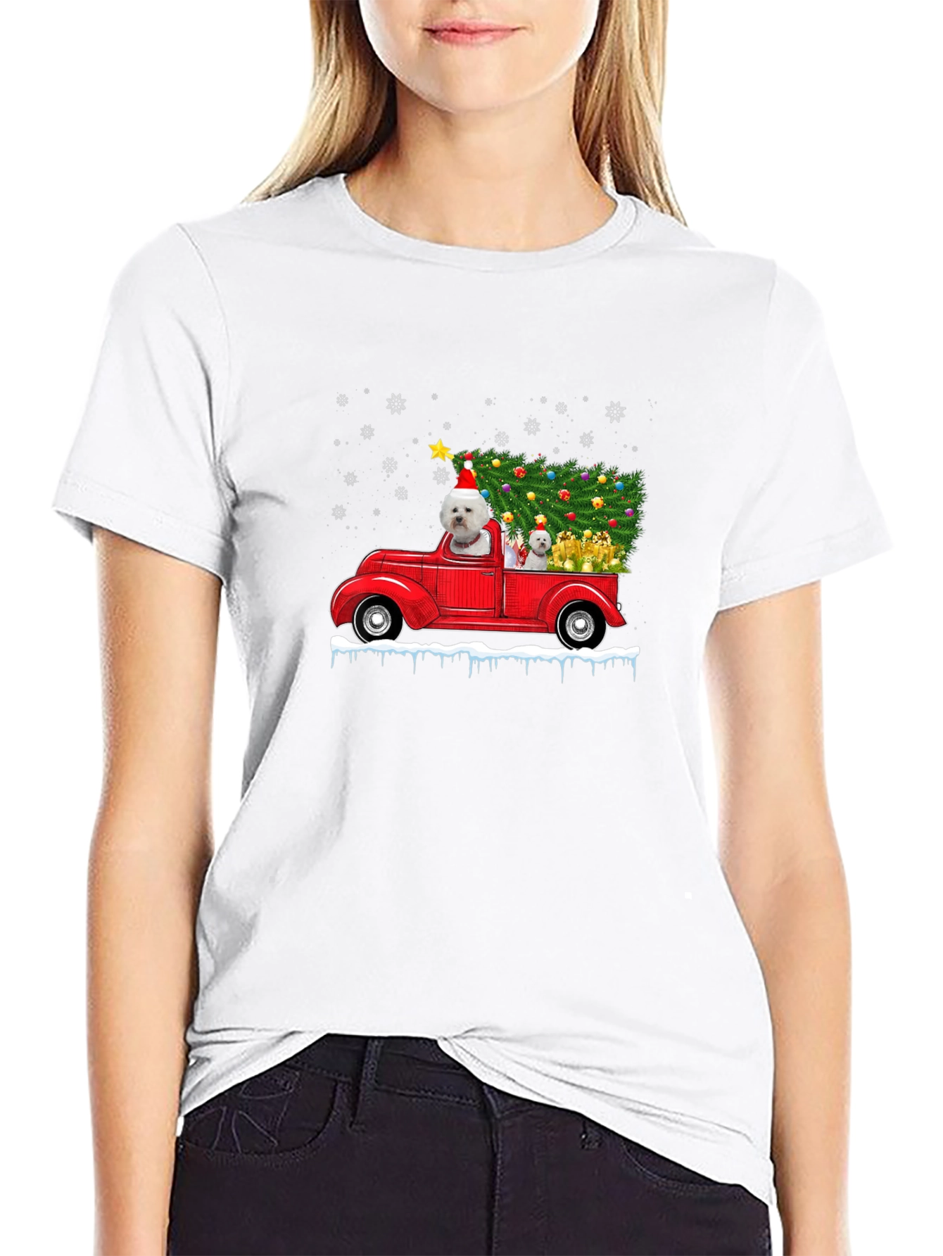 Festive Dog Christmas Truck T-Shirt