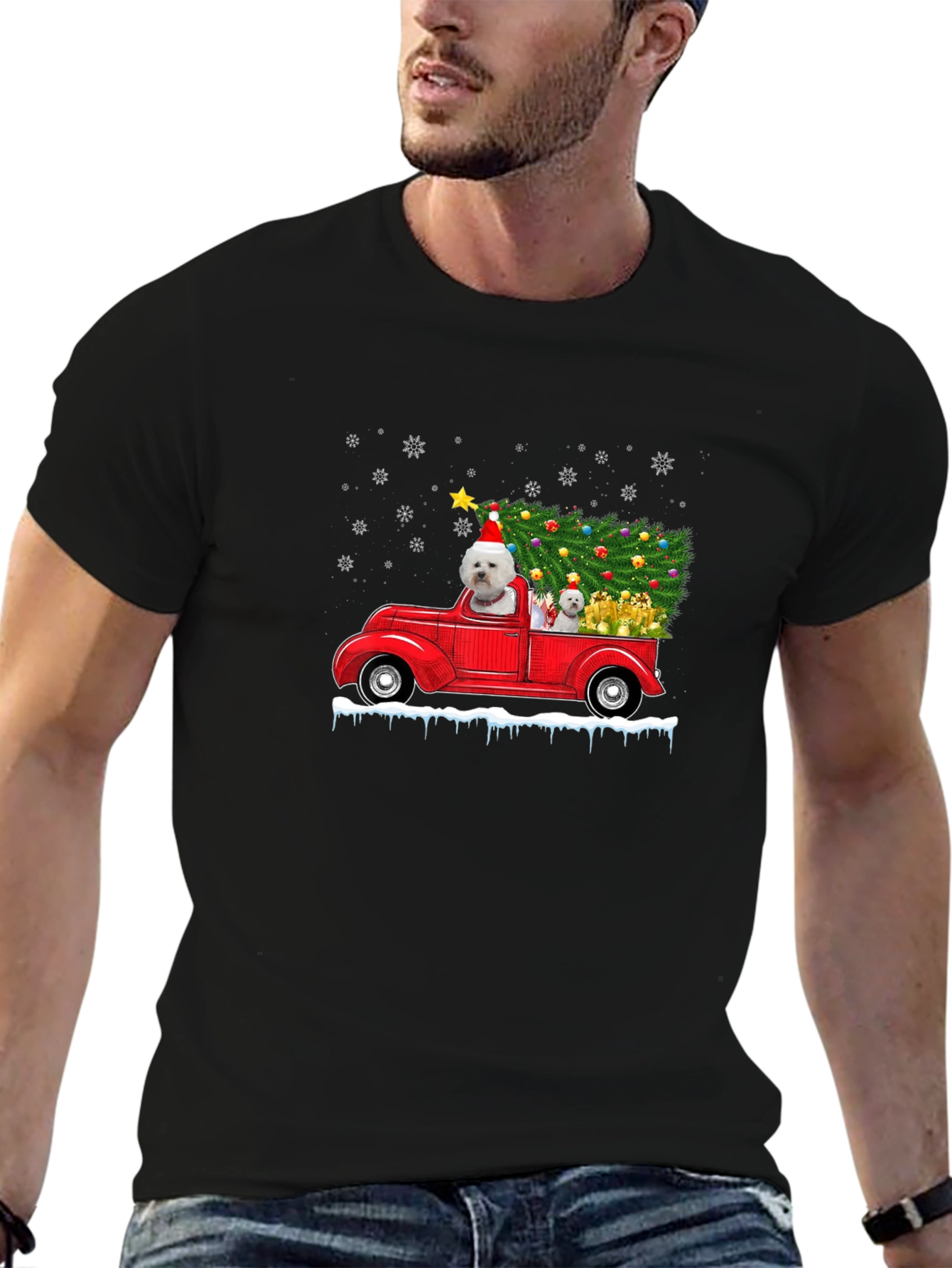 Festive Dog Christmas Truck T-Shirt