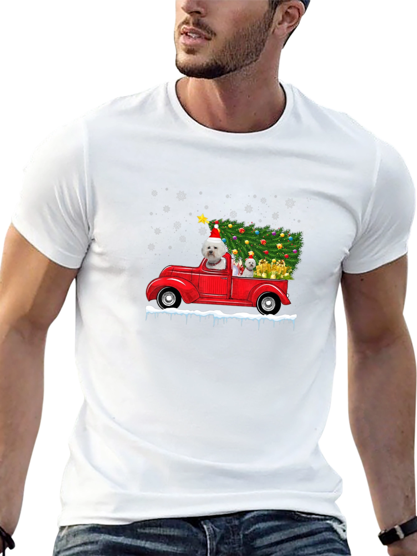 Festive Dog Christmas Truck T-Shirt