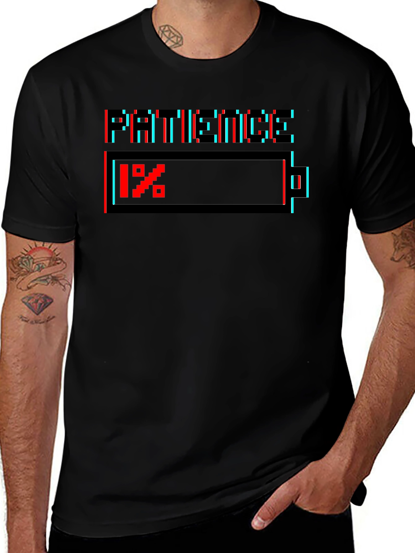 Patience 1% T-Shirt - Low Battery Humor Tee