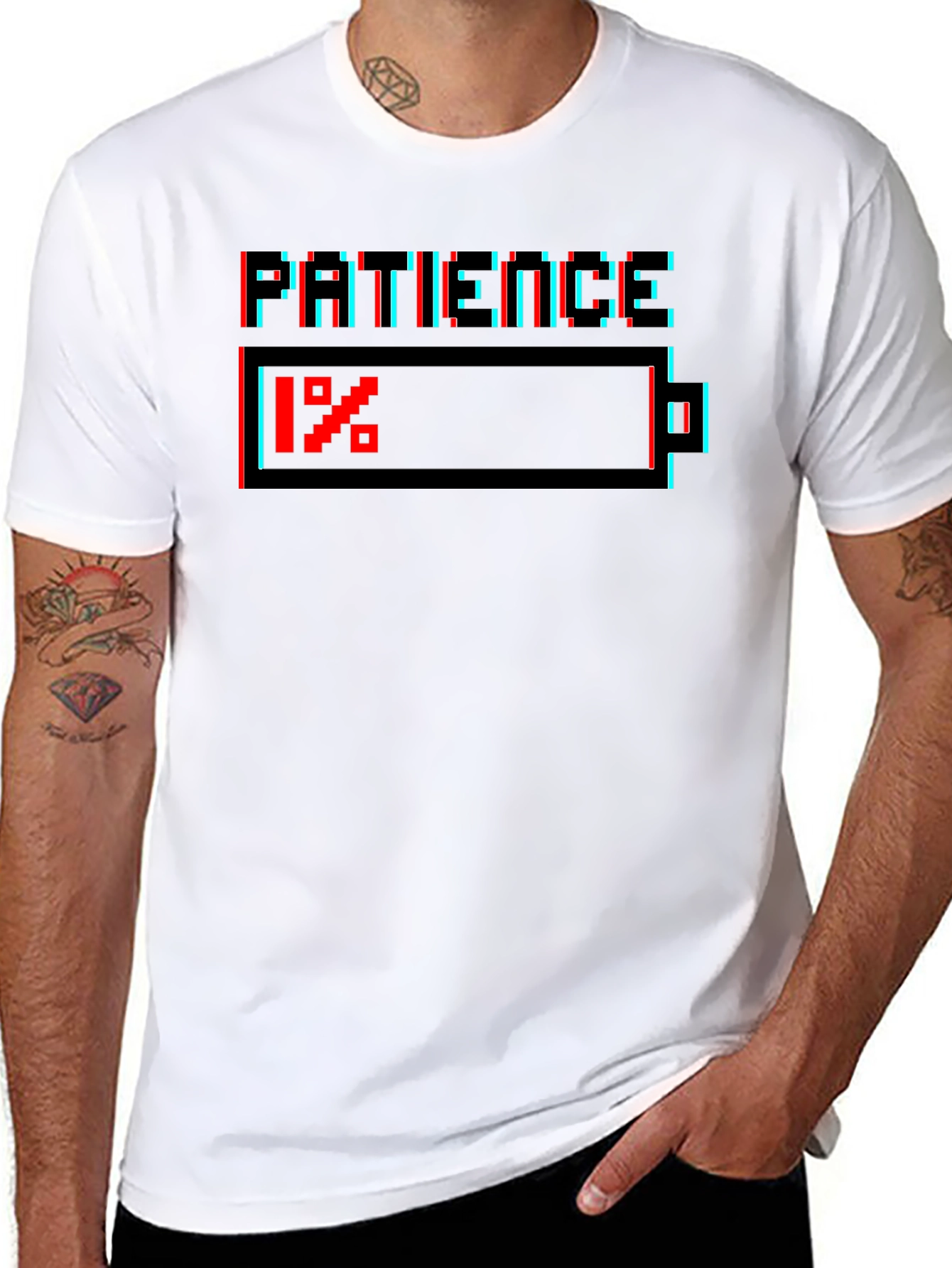 Patience 1% T-Shirt - Low Battery Humor Tee