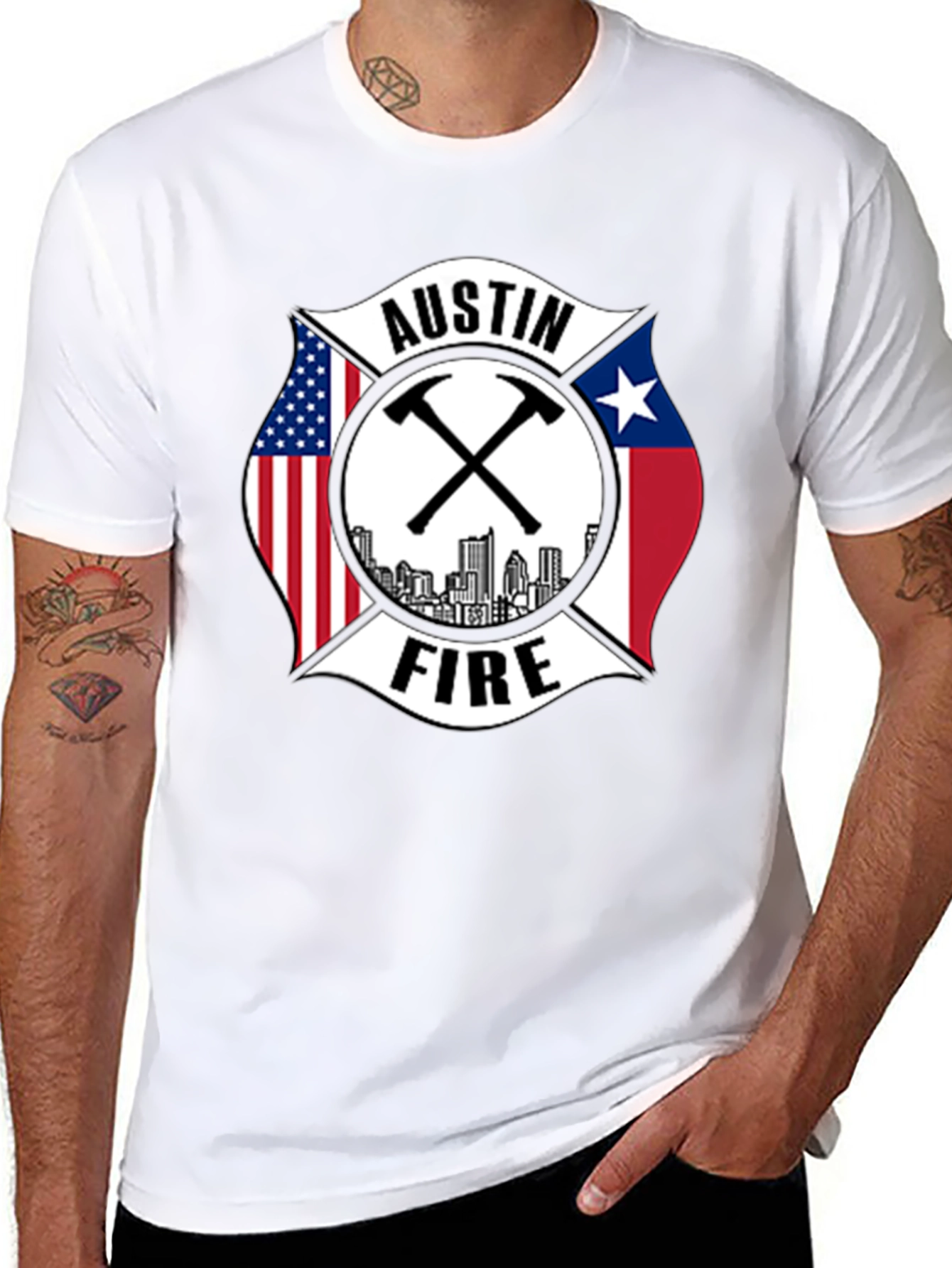 Austin Fire Dept T-Shirt - Patriotic Firefighter Tee