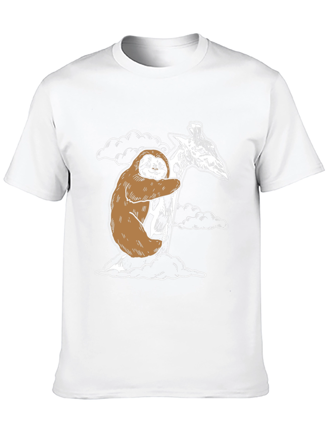 Sloth Hugging Giraffe Graphic Tee - Cute Animal Shirt