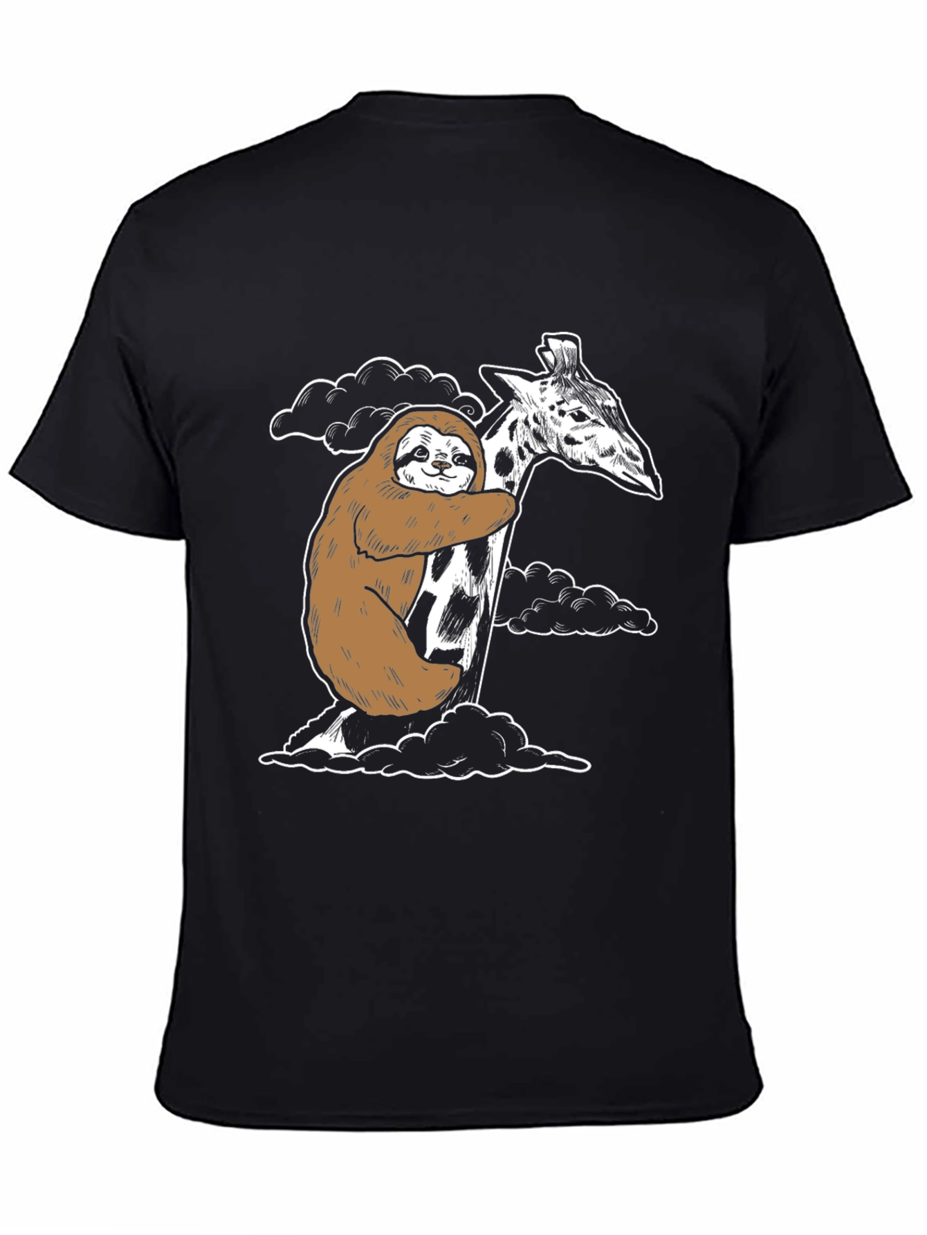 Sloth Hugging Giraffe Graphic Tee - Cute Animal Shirt