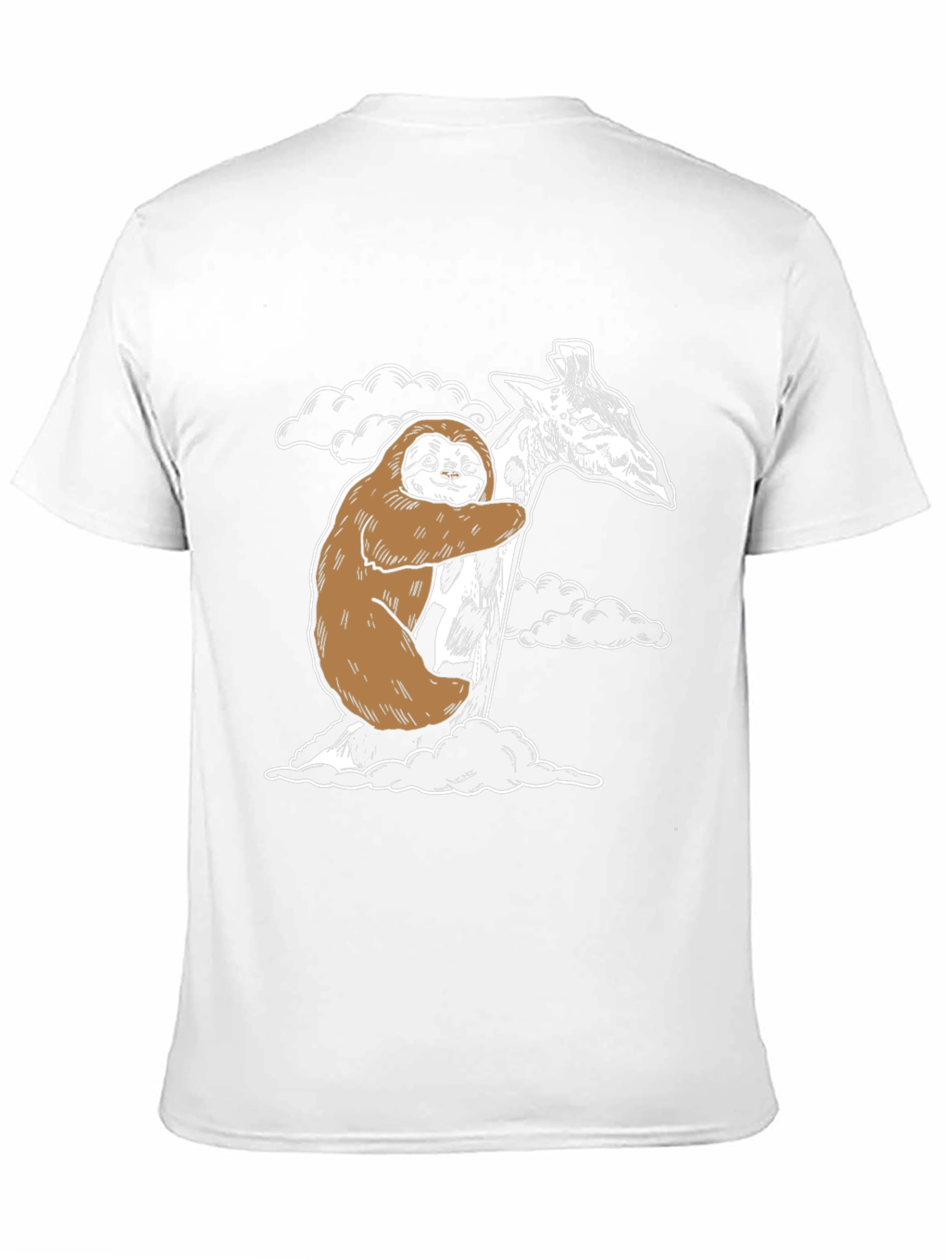 Sloth Hugging Giraffe Graphic Tee - Cute Animal Shirt