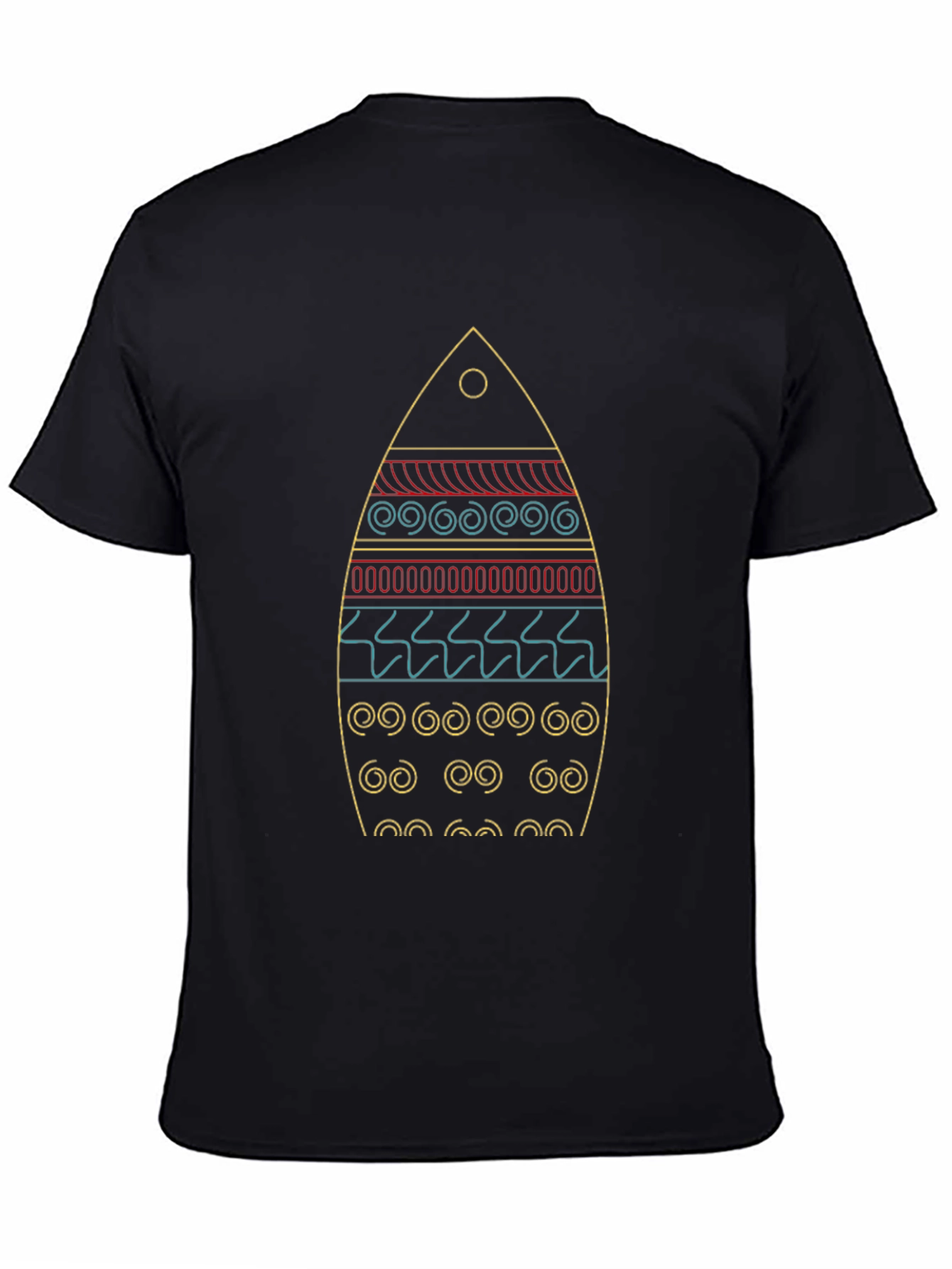 Surfboard Graphic Tee - Black Cotton Casual Shirt