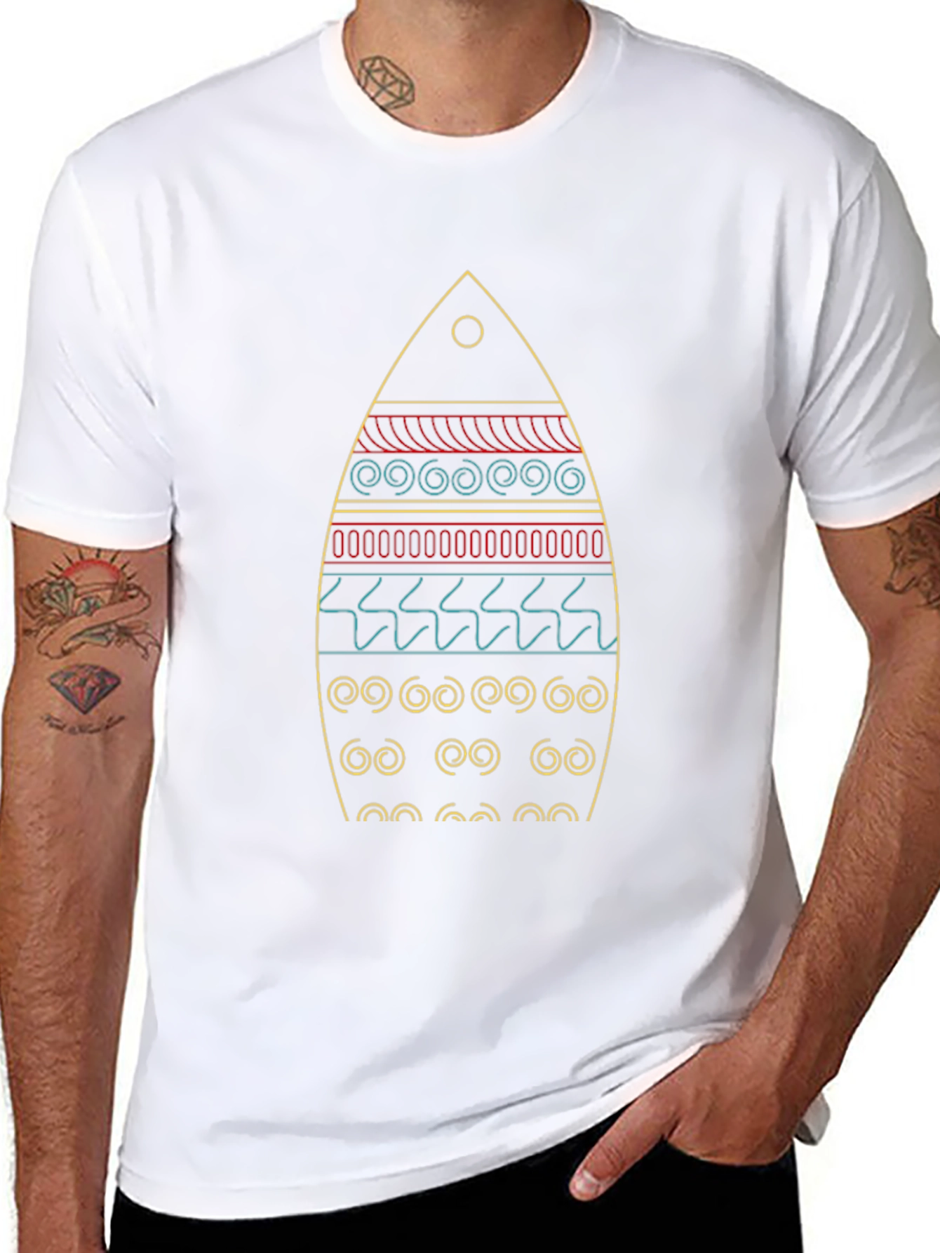 Surfboard Graphic Tee - Black Cotton Casual Shirt