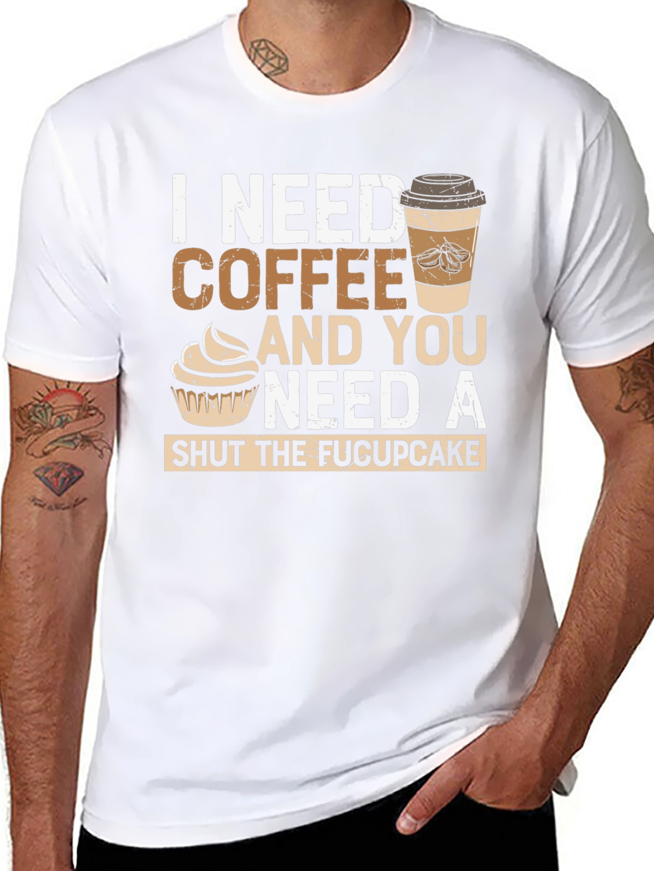 Coffee and Cupcake Graphic Tee - Humor T-Shirt