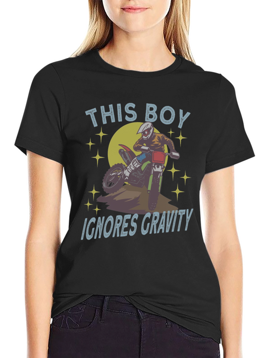 This Boy Ignores Gravity T-Shirt - Motocross Design