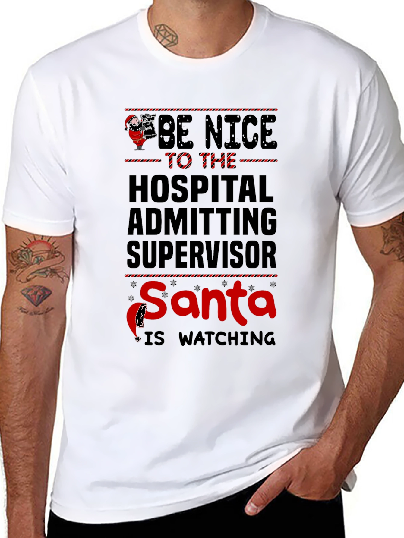 Hospital Admitting Supervisor Santa Watching T-Shirt