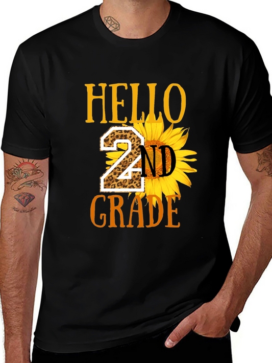 Hello 2nd Grade Leopard Sunflower T-Shirt