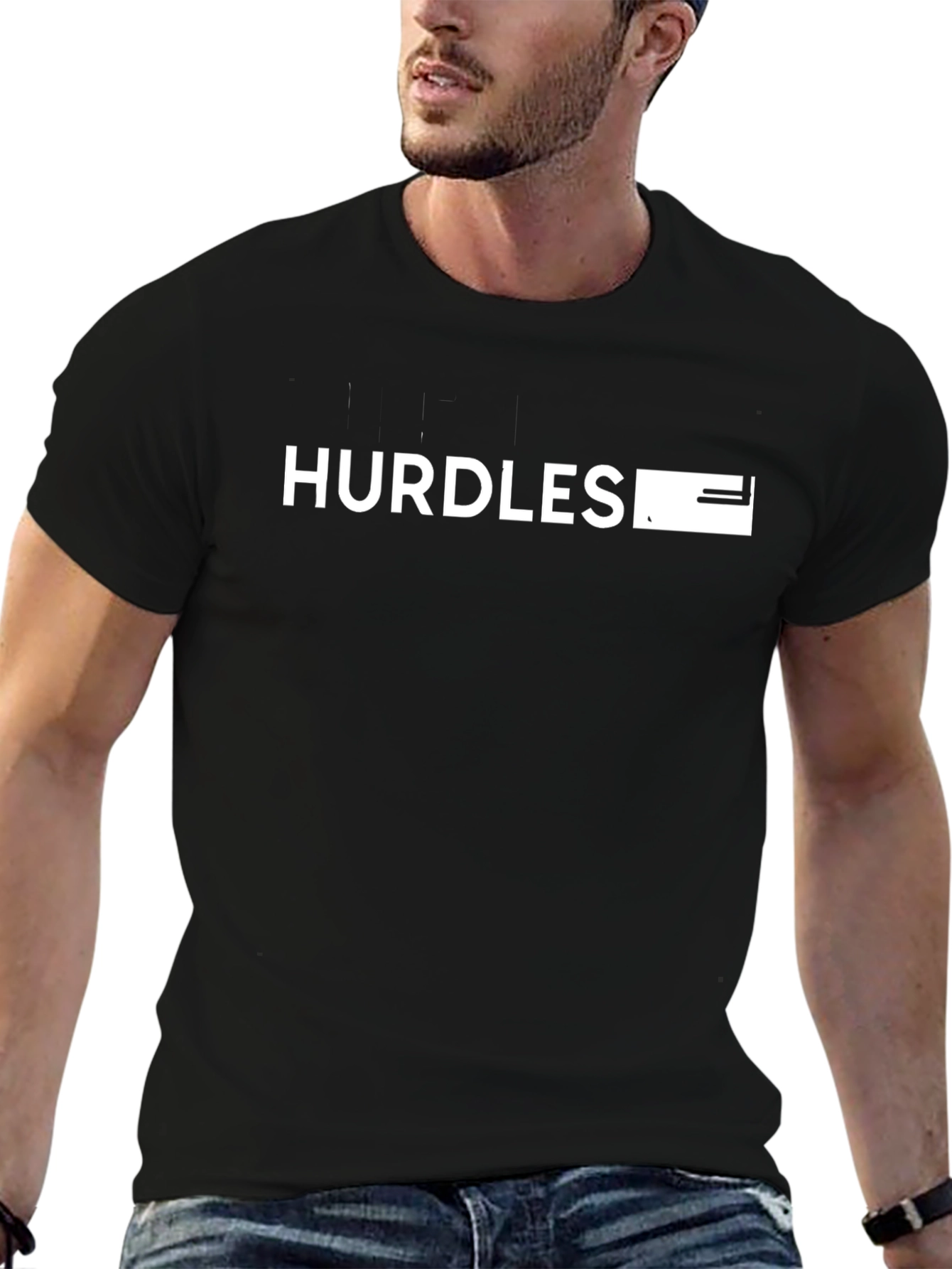 Hurdles Graphic Tee - Black Cotton T-Shirt