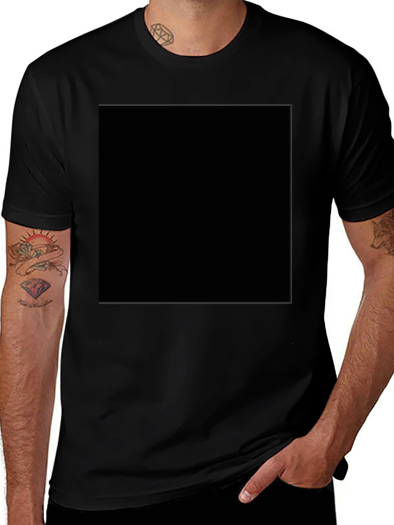 Mens Solid Black Short Sleeve Crew Neck T-Shirt