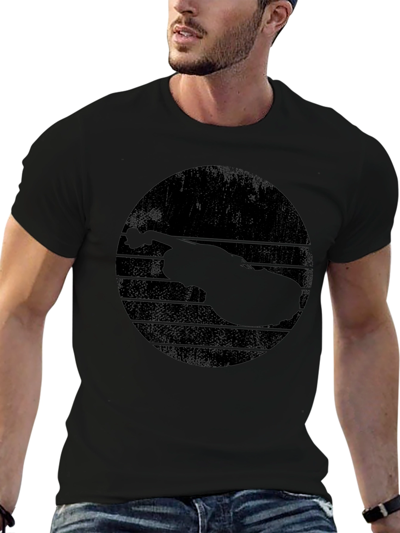 Retro Violin Graphic Black T-Shirt