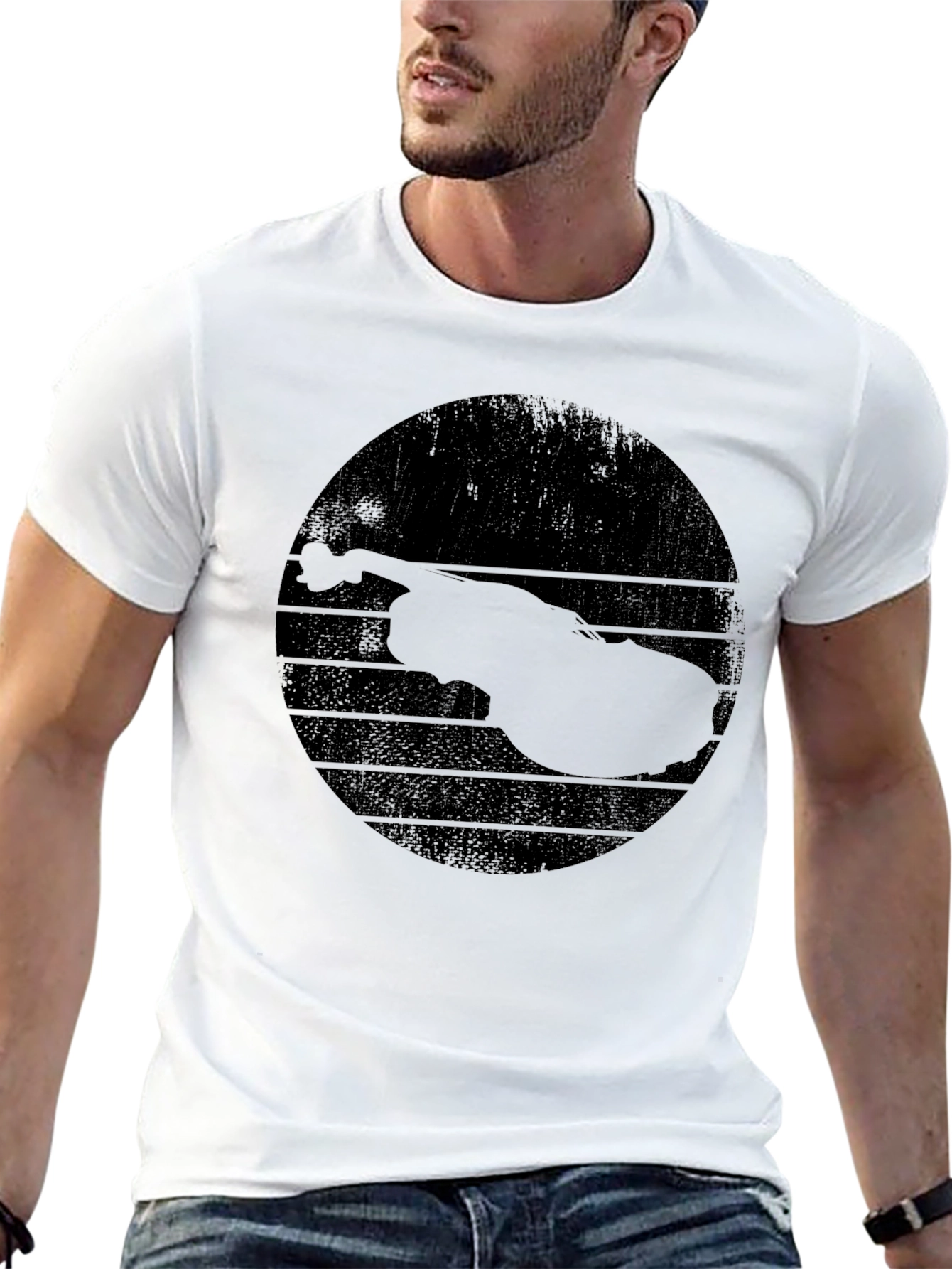Retro Violin Graphic Black T-Shirt