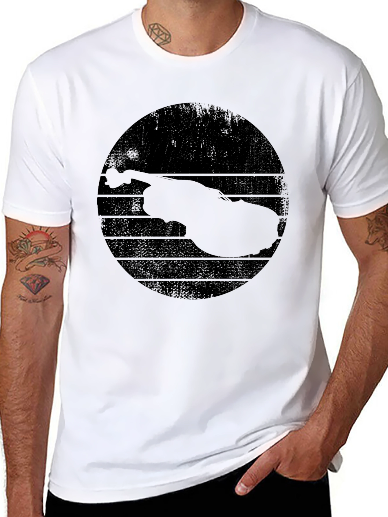 Retro Violin Graphic Black T-Shirt