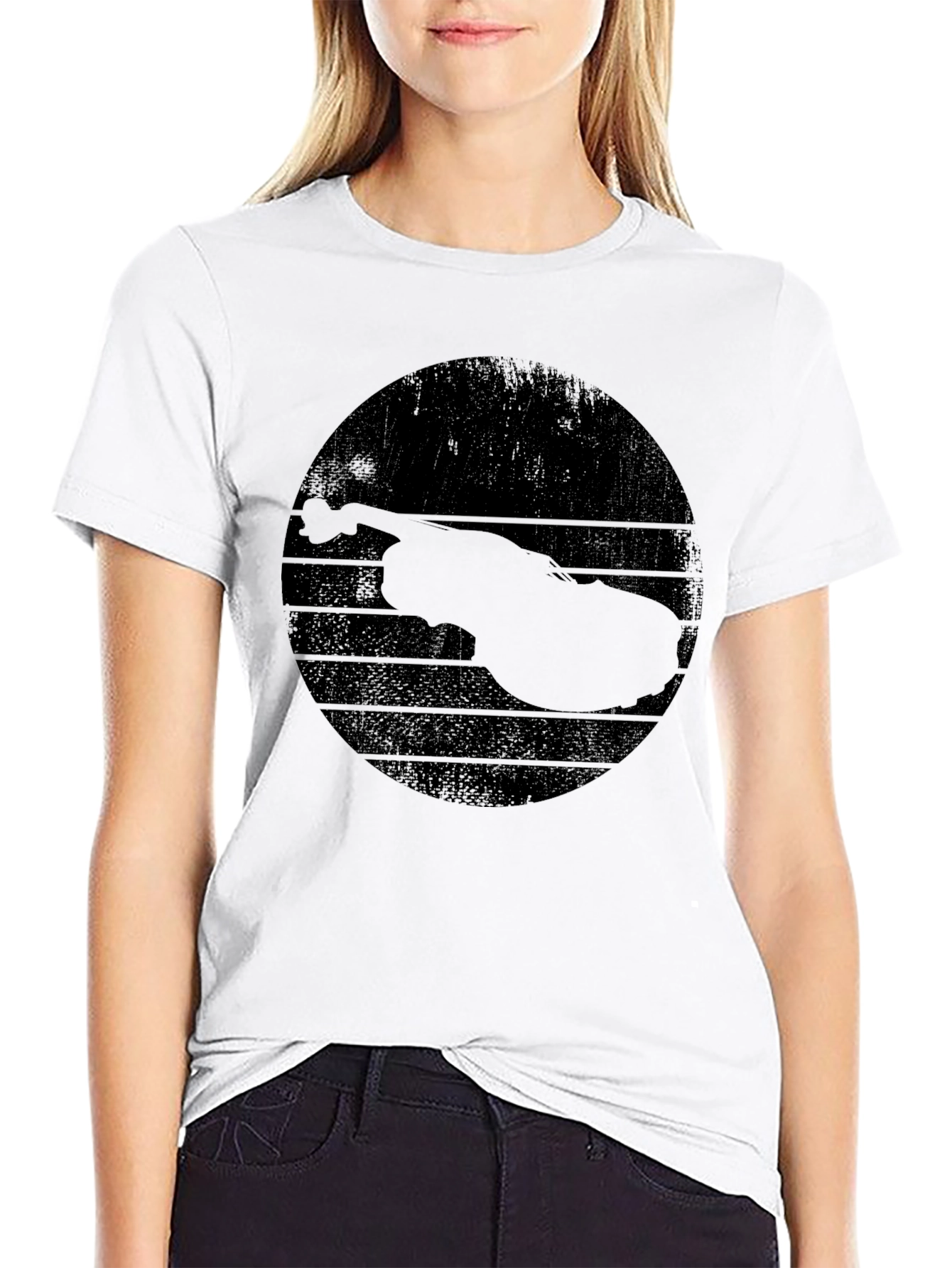 Retro Violin Graphic Black T-Shirt