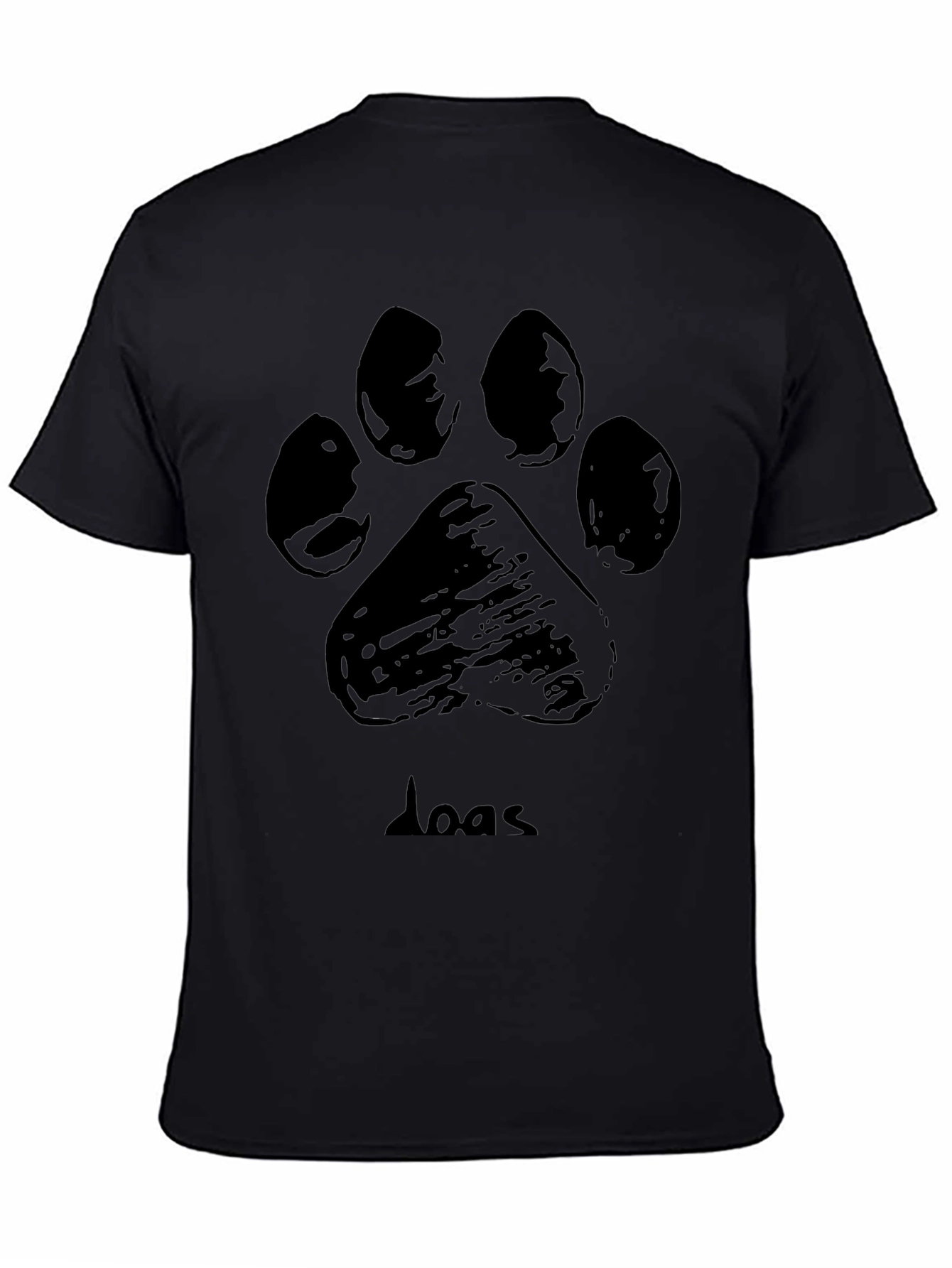 Dog Paw Print Graphic T-Shirt - Black