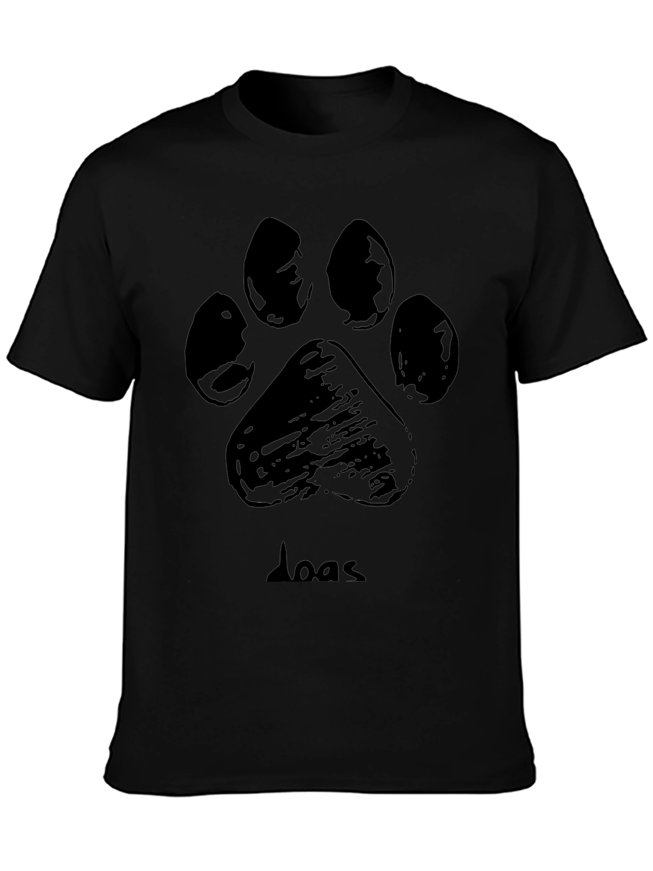 Dog Paw Print Graphic T-Shirt - Black