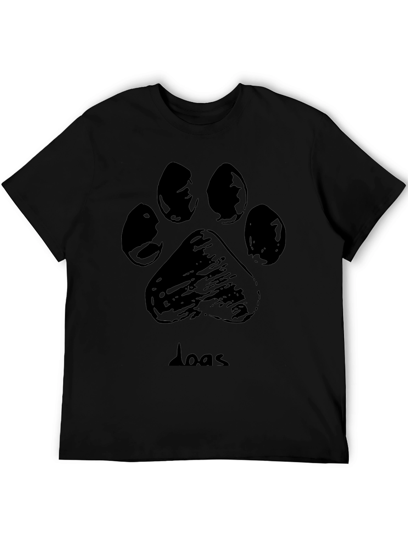 Dog Paw Print Graphic T-Shirt - Black