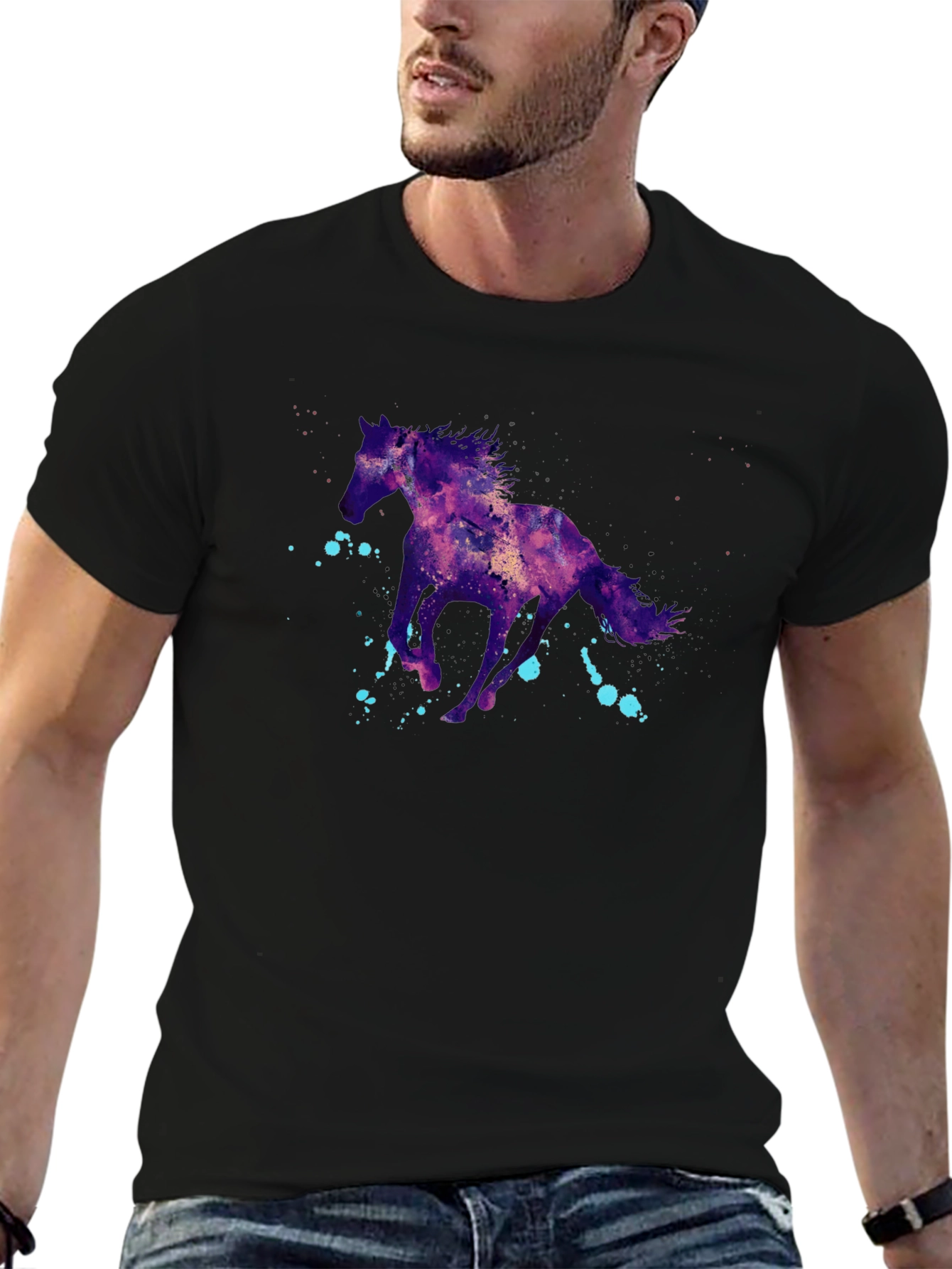 Galaxy Horse Graphic T-Shirt - Stylish Mens Tee