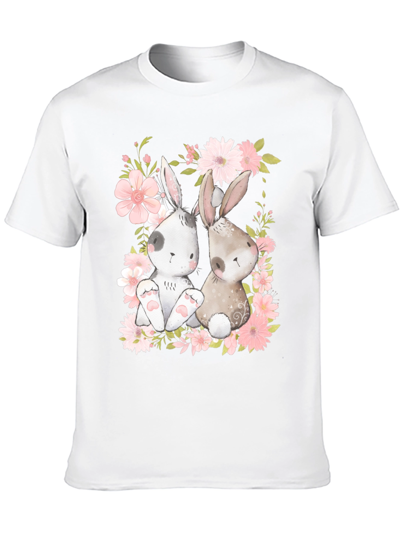 Cute Bunny Floral T-Shirt - Spring Easter Tee