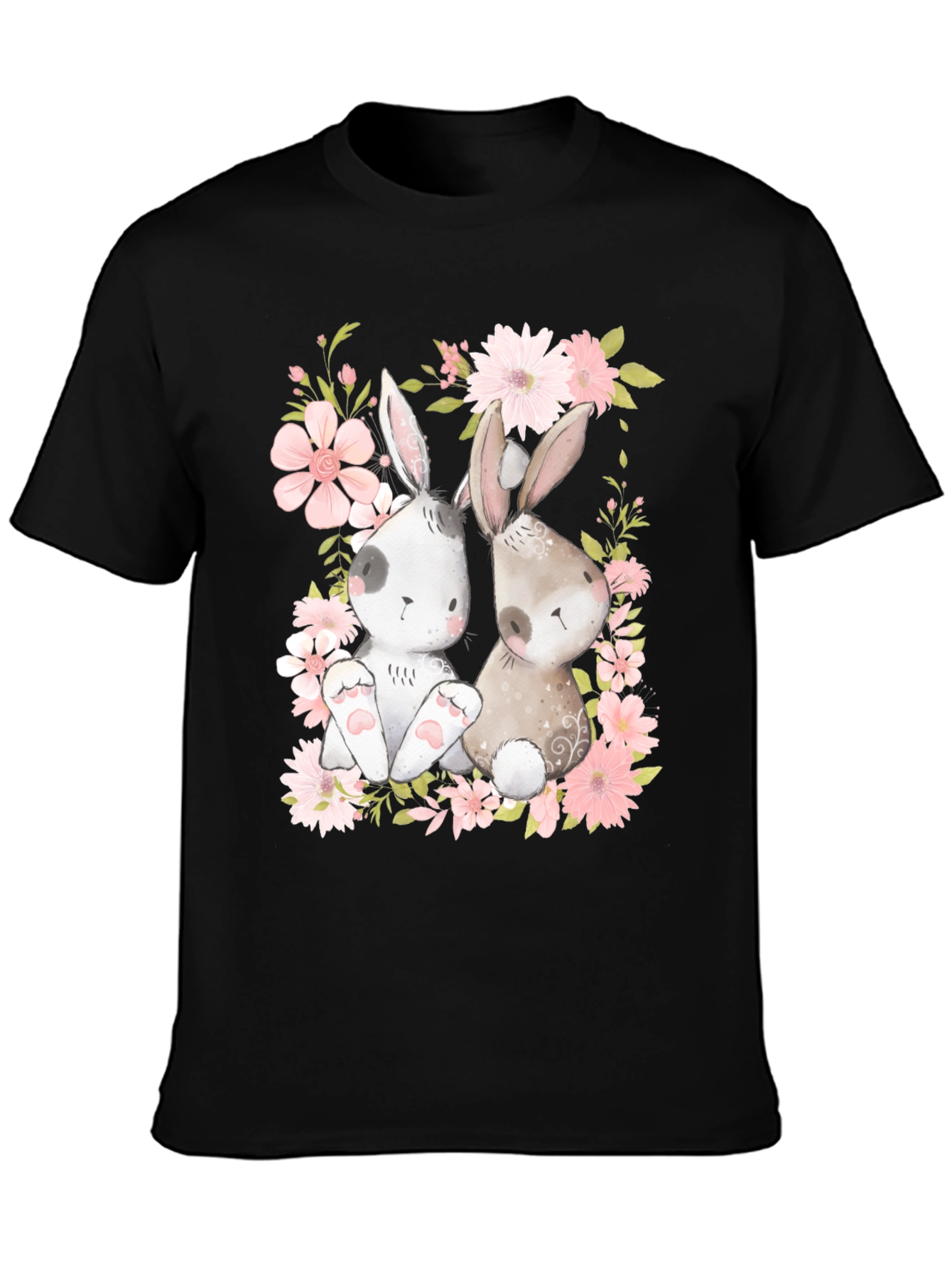 Cute Bunny Floral T-Shirt - Spring Easter Tee