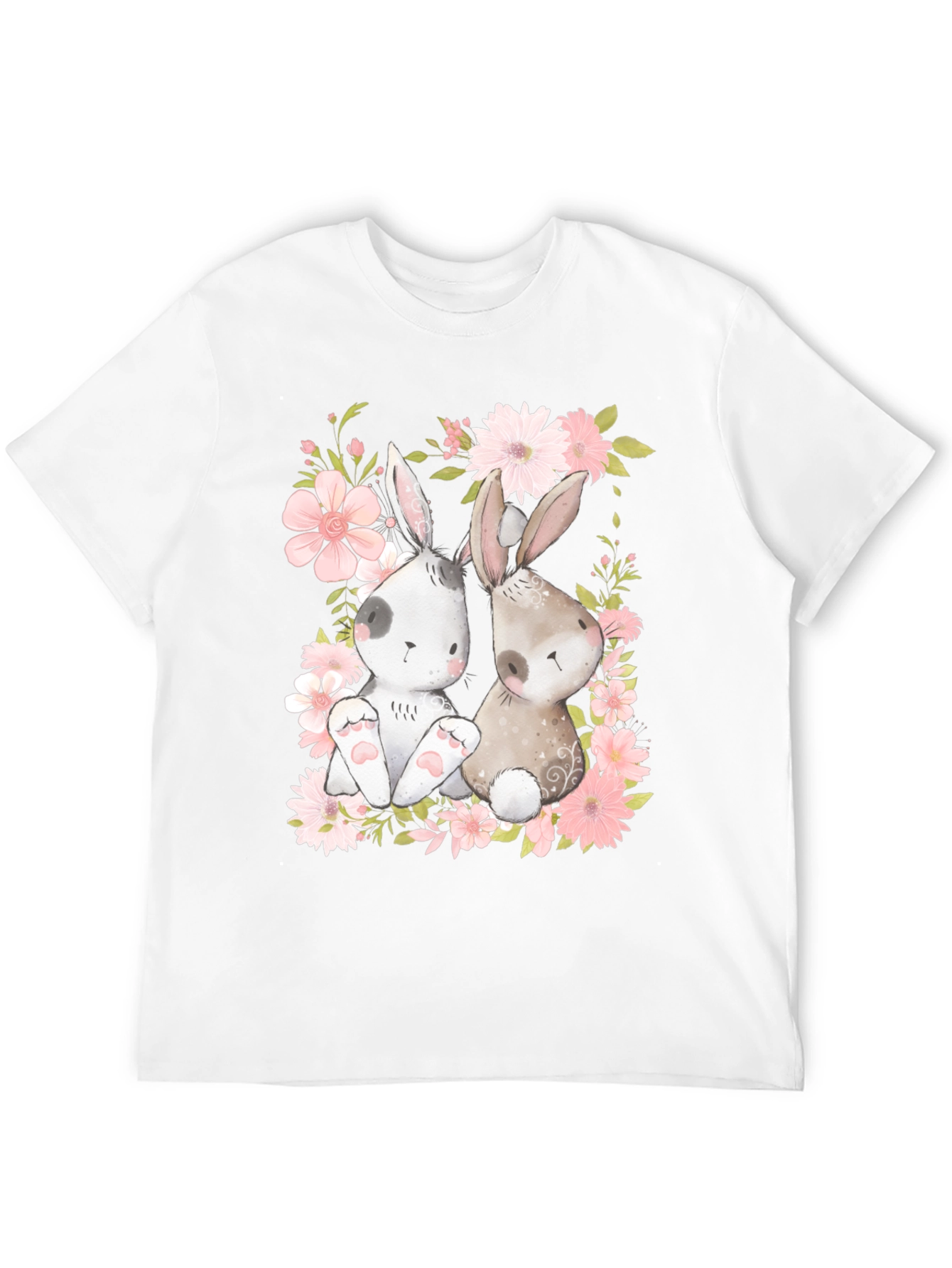 Cute Bunny Floral T-Shirt - Spring Easter Tee
