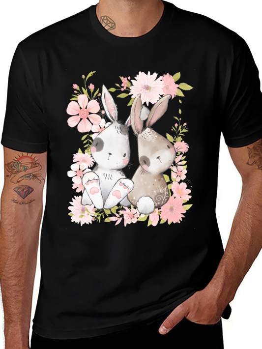 Cute Bunny Floral T-Shirt - Spring Easter Tee