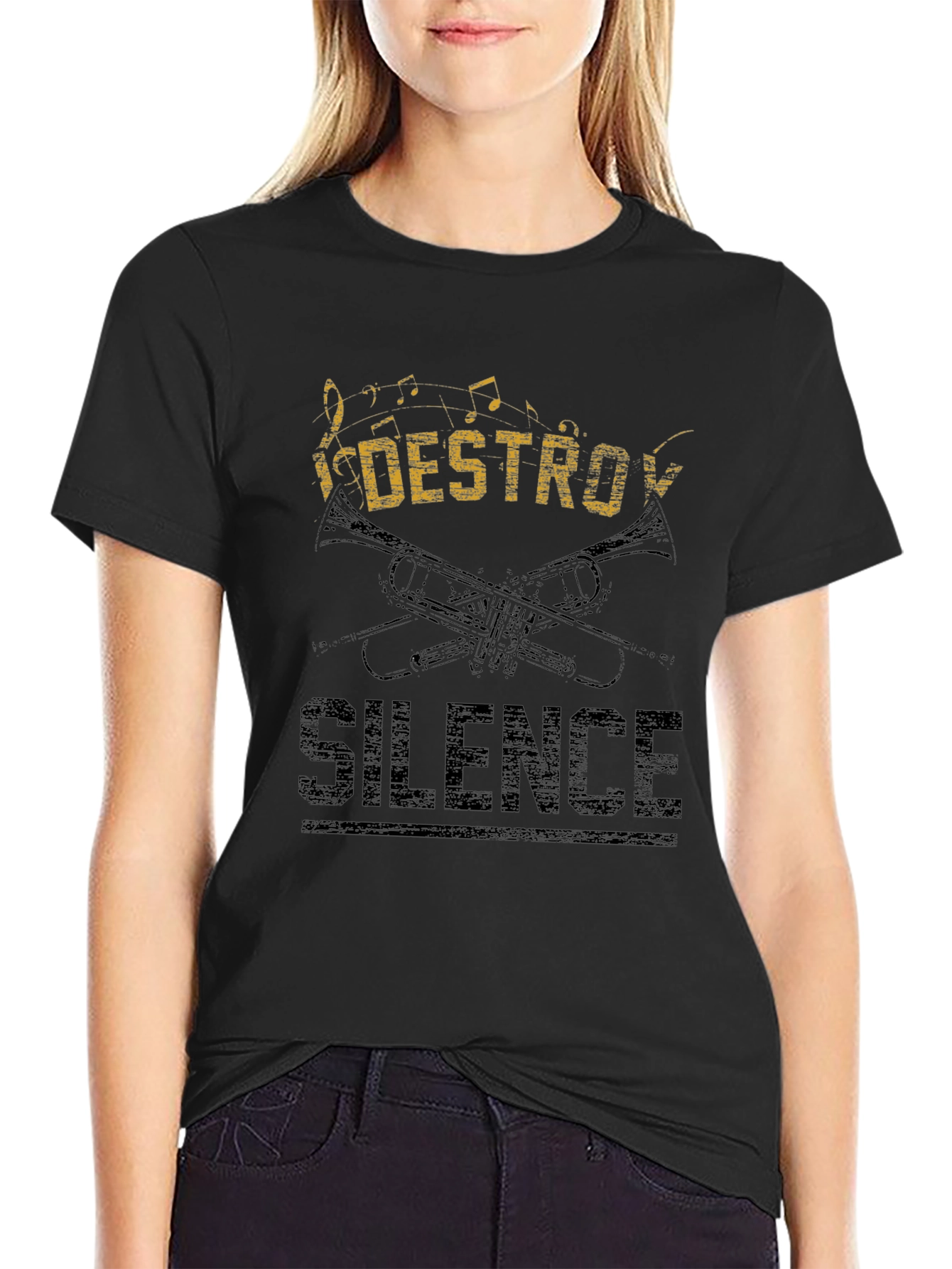 Destroy Silence Trumpet Graphic Tee - Musician T-Shirt