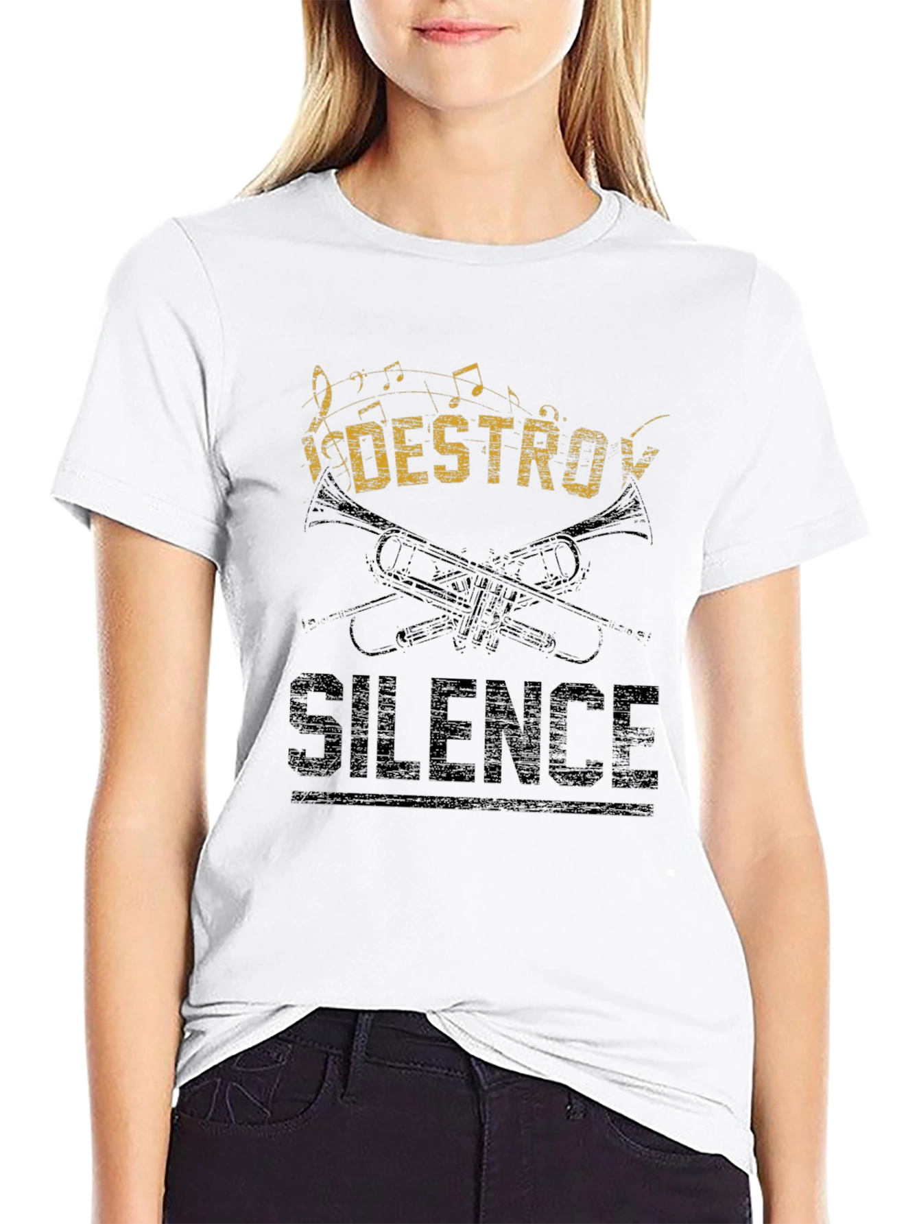 Destroy Silence Trumpet Graphic Tee - Musician T-Shirt
