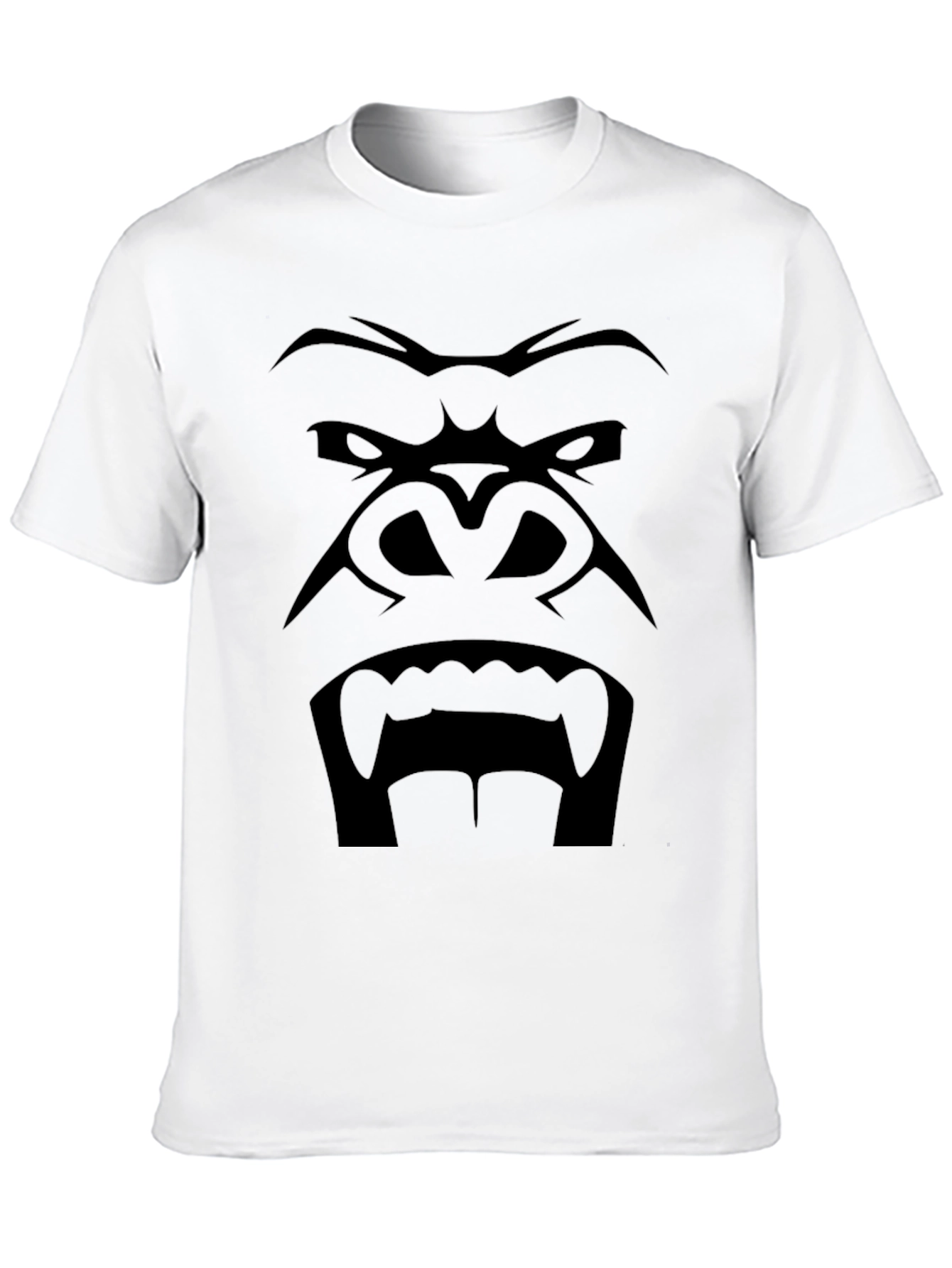 Mens Black Gorilla Face Graphic T-Shirt
