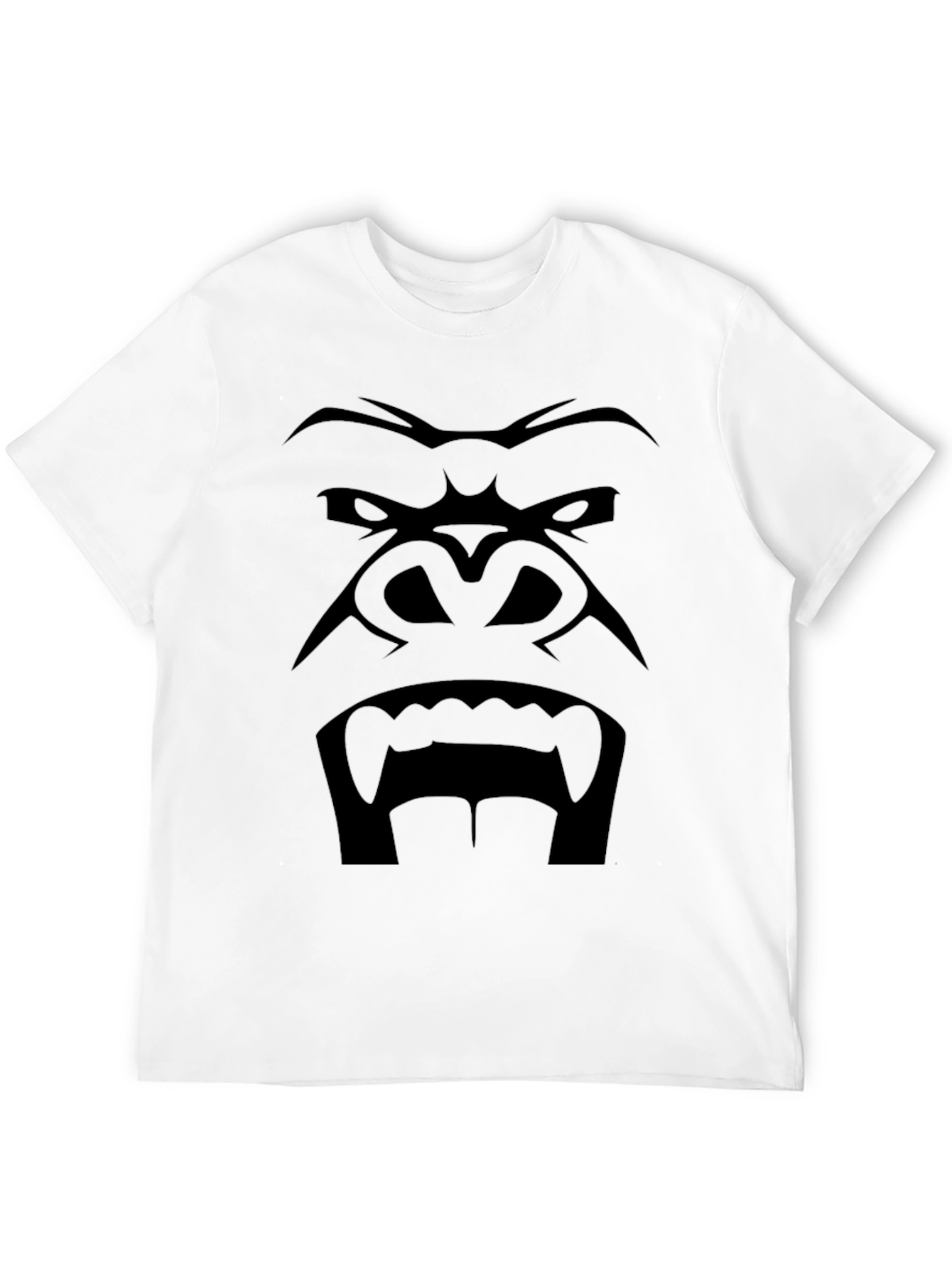 Mens Black Gorilla Face Graphic T-Shirt