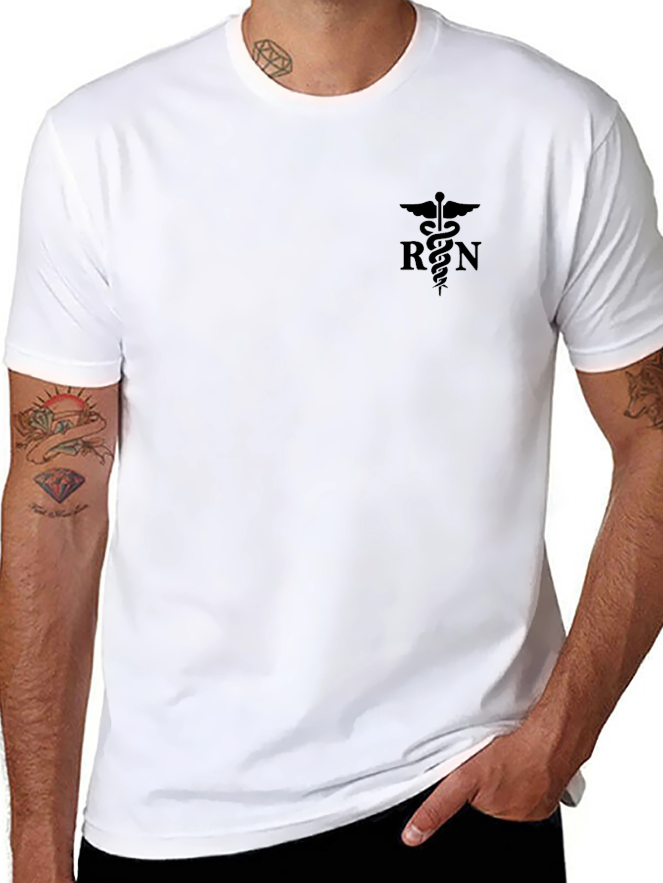 RN Caduceus Black T-Shirt - Registered Nurse Apparel