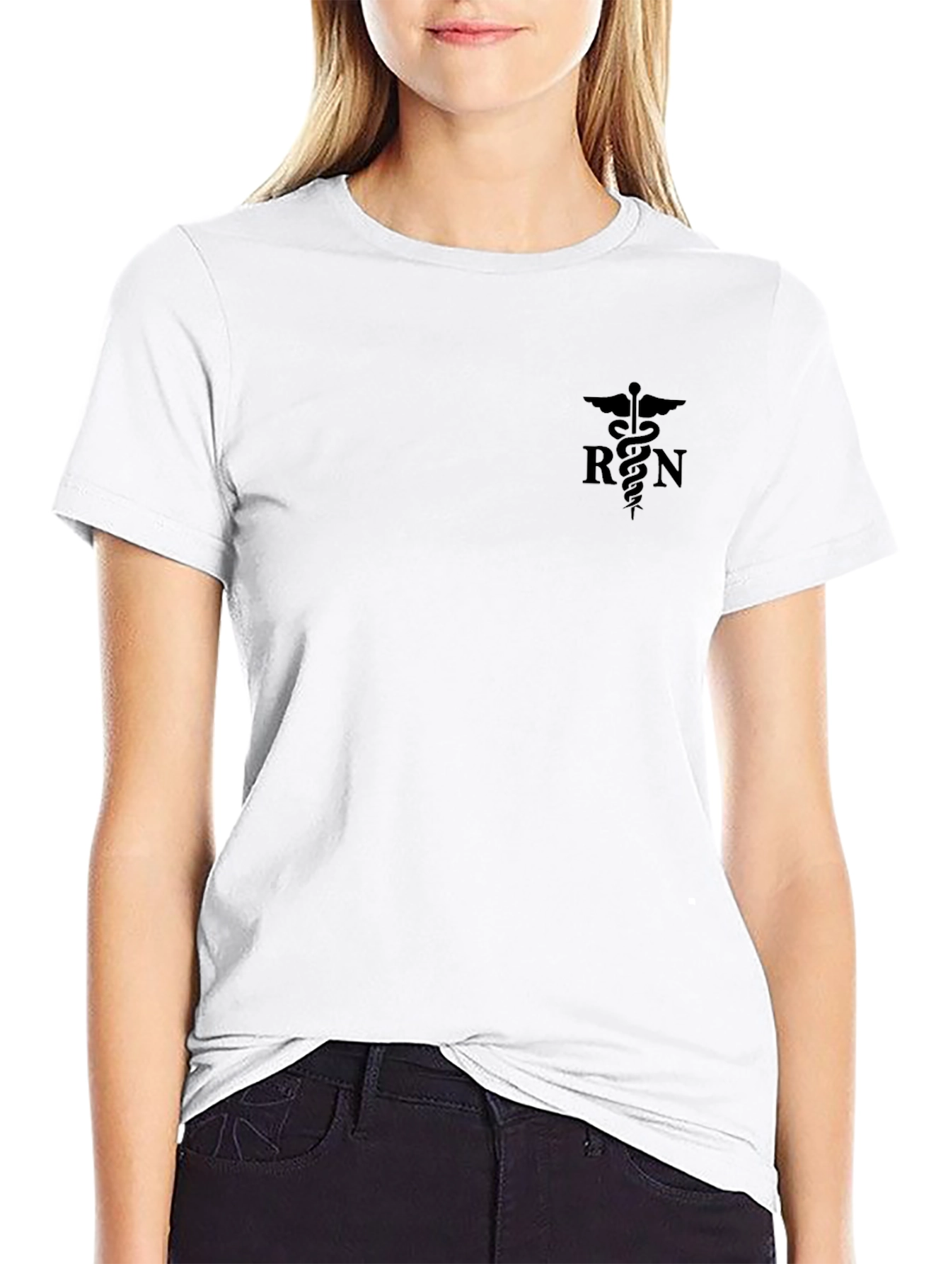 RN Caduceus Black T-Shirt - Registered Nurse Apparel
