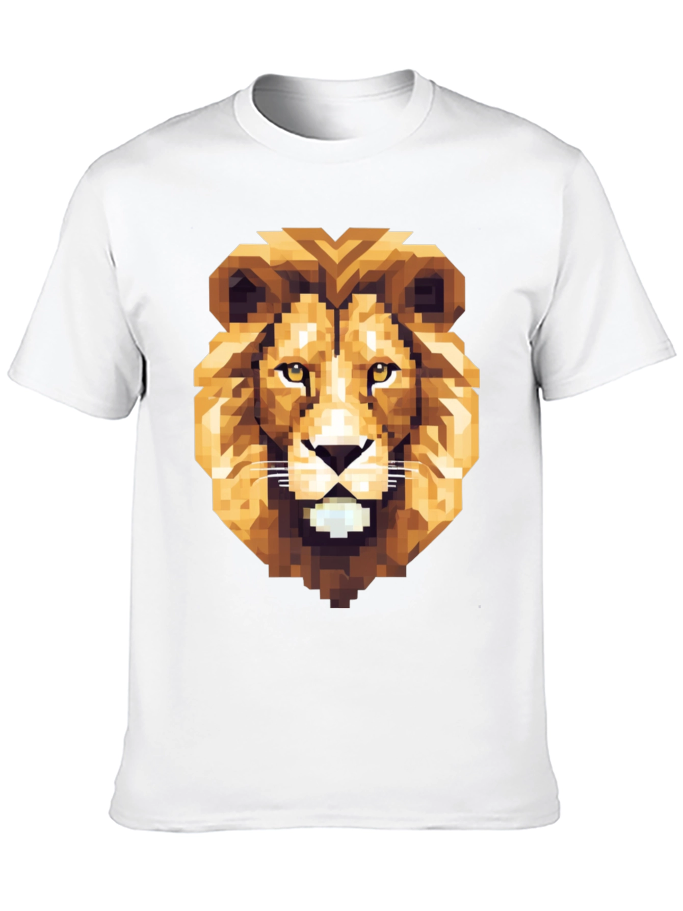 Pixelated Lion Graphic Tee - Bold Black Shirt