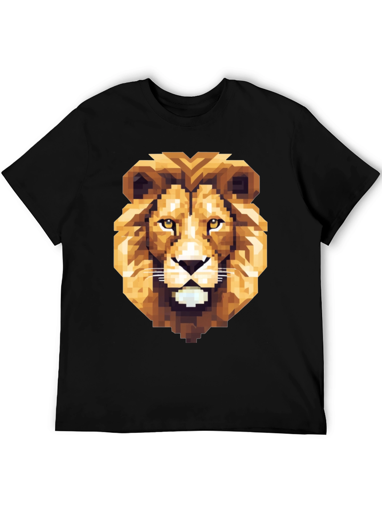 Pixelated Lion Graphic Tee - Bold Black Shirt