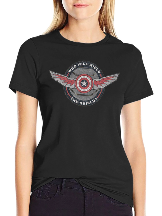 Captain America Who Will Wield The Shield? Black T-Shirt