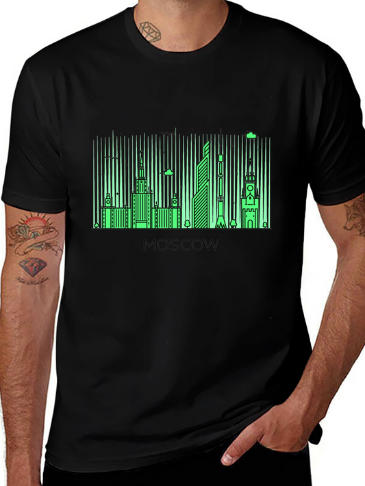 Moscow Skyline Graphic Tee - Black Cotton Blend