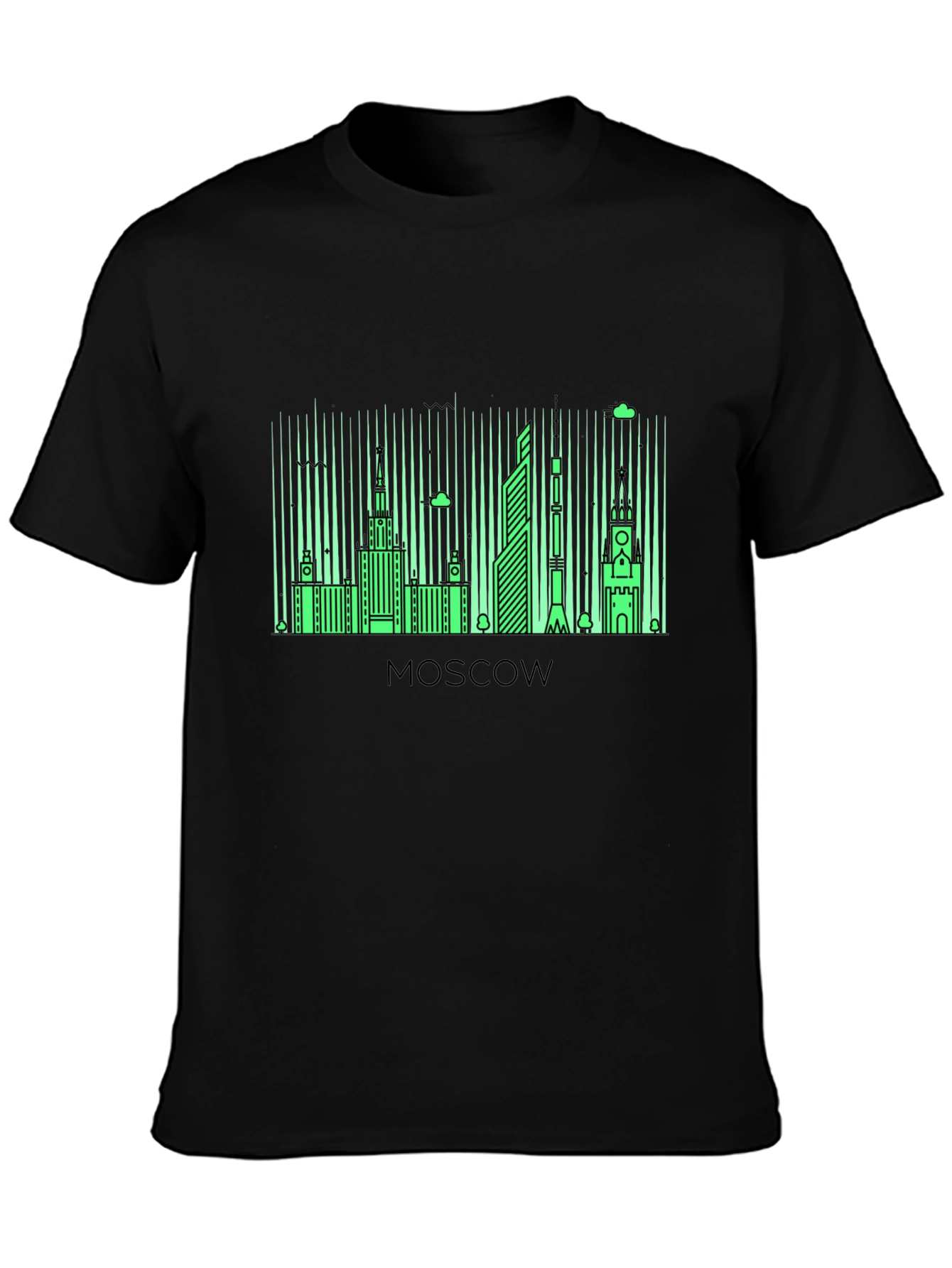 Moscow Skyline Graphic Tee - Black Cotton Blend