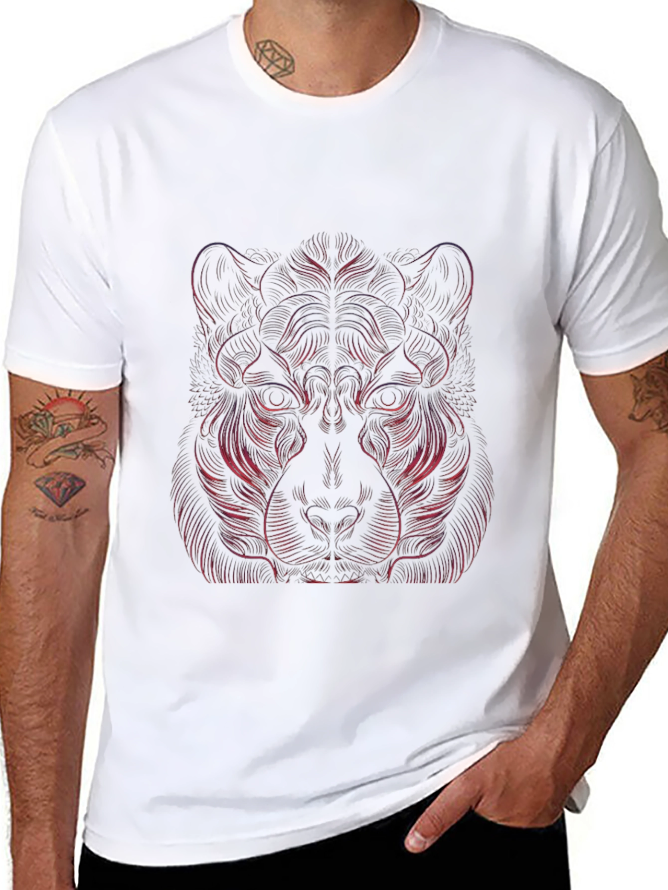 Abstract Lion Graphic Black T-Shirt