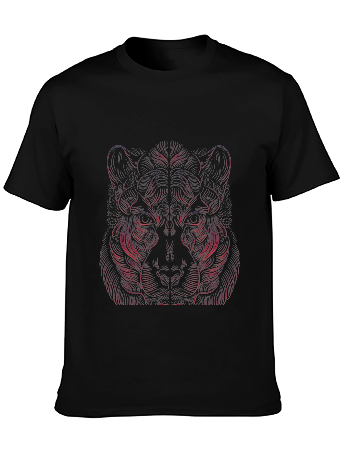 Abstract Lion Graphic Black T-Shirt