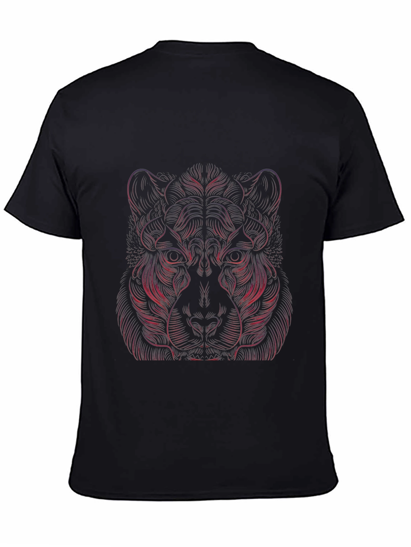 Abstract Lion Graphic Black T-Shirt
