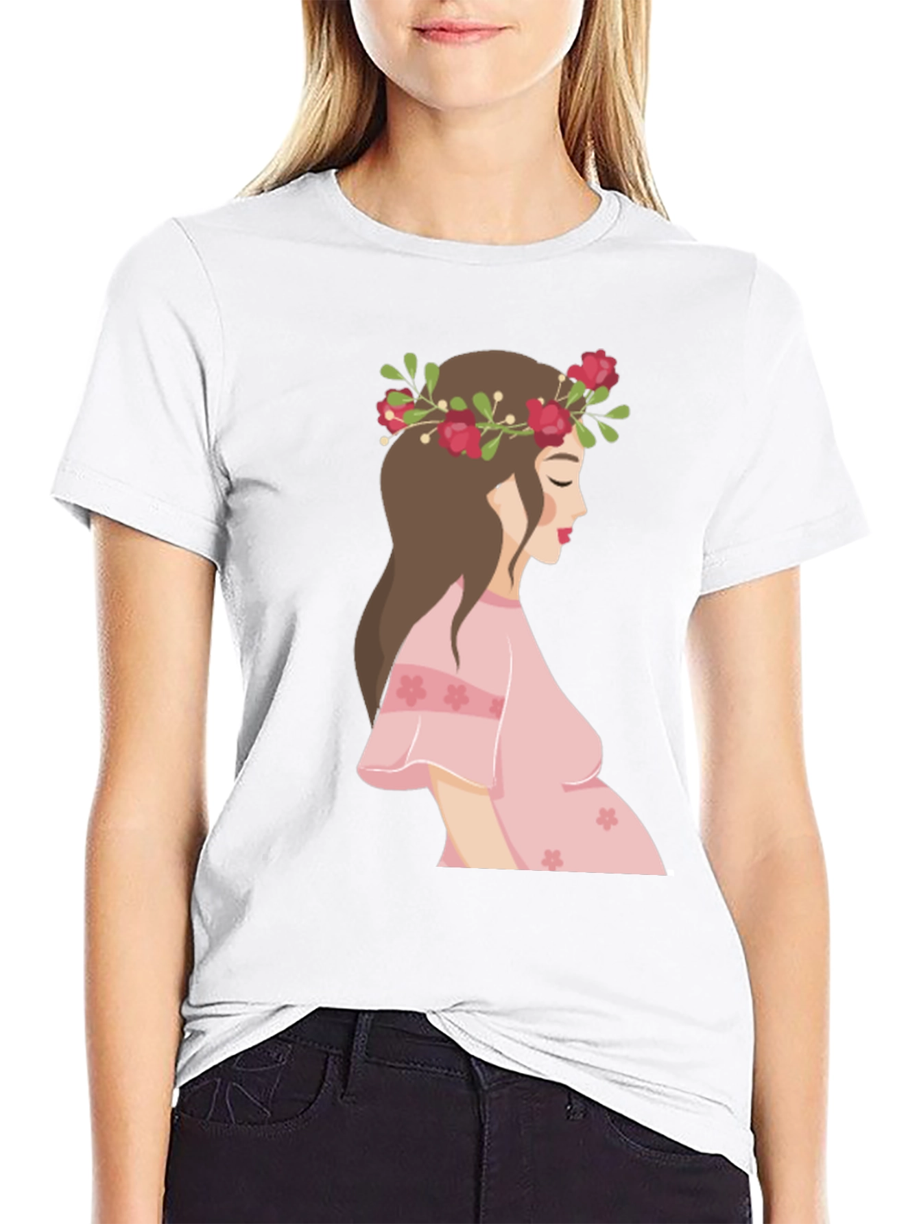 Stylish Maternity T-Shirt with Floral Design