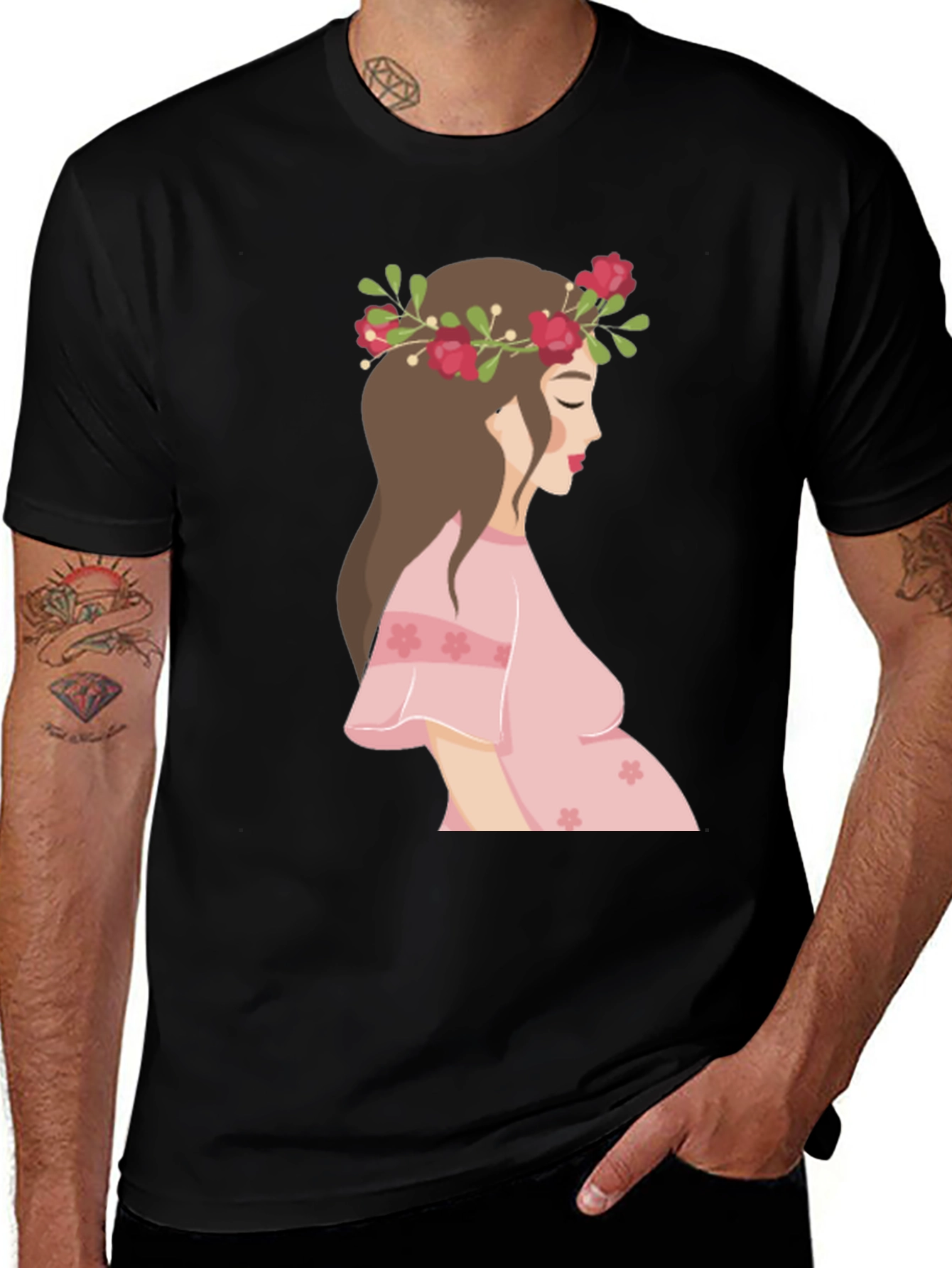 Stylish Maternity T-Shirt with Floral Design